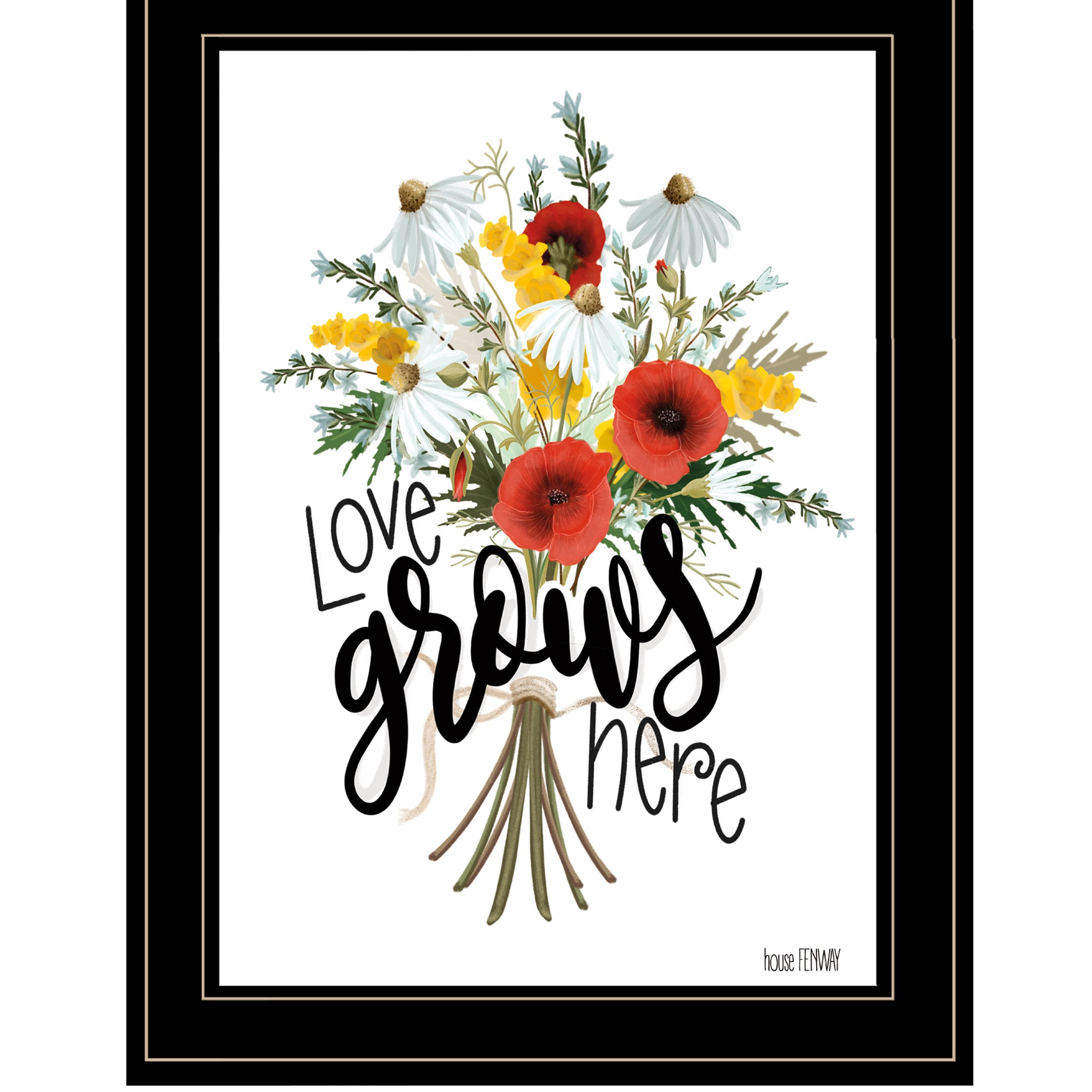 "Love Grows Here" by House Fenway, Ready to Hang Framed Print, Black Frame--1