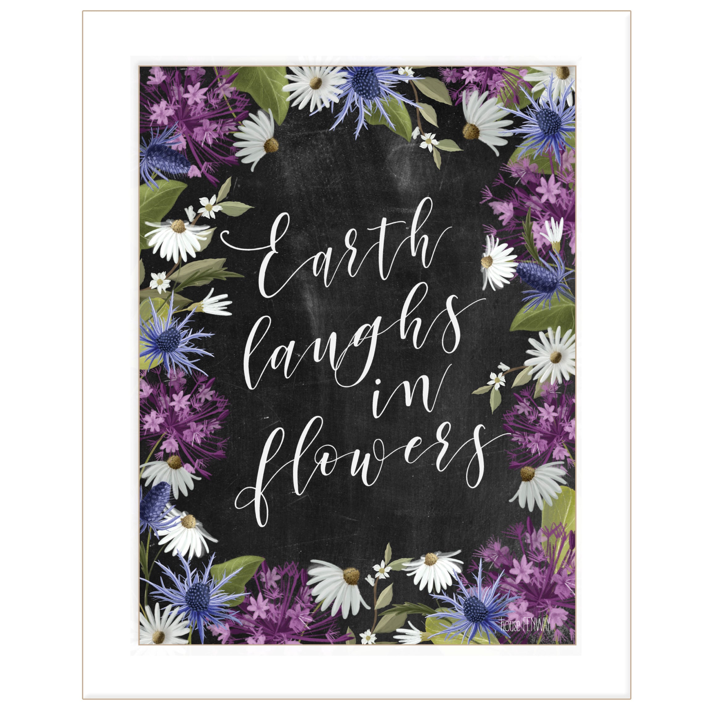 "Earth Laughs in Flowers" by House Fenway, Ready to Hang Framed Print, White Frame--1