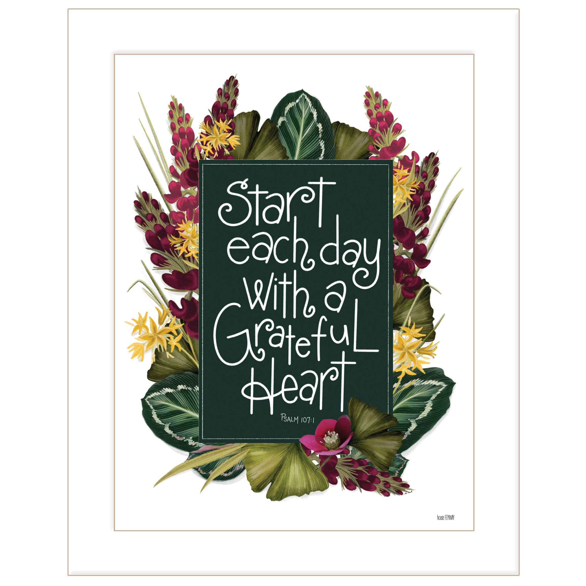 "Grateful Heart" by House Fenway, Ready to Hang Framed Print, White Frame--1