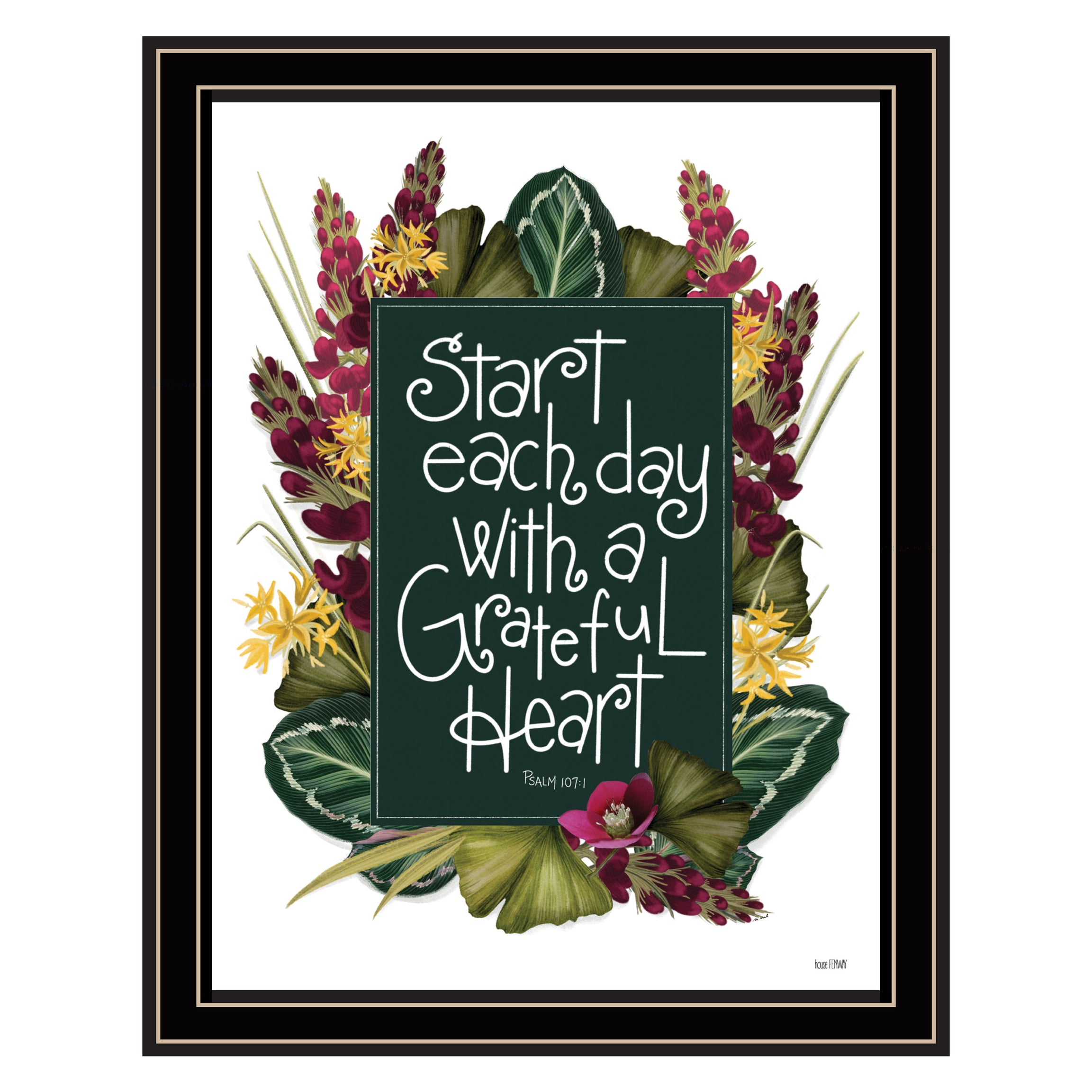 "Grateful Heart" by House Fenway, Ready to Hang Framed Print, Black Frame--1