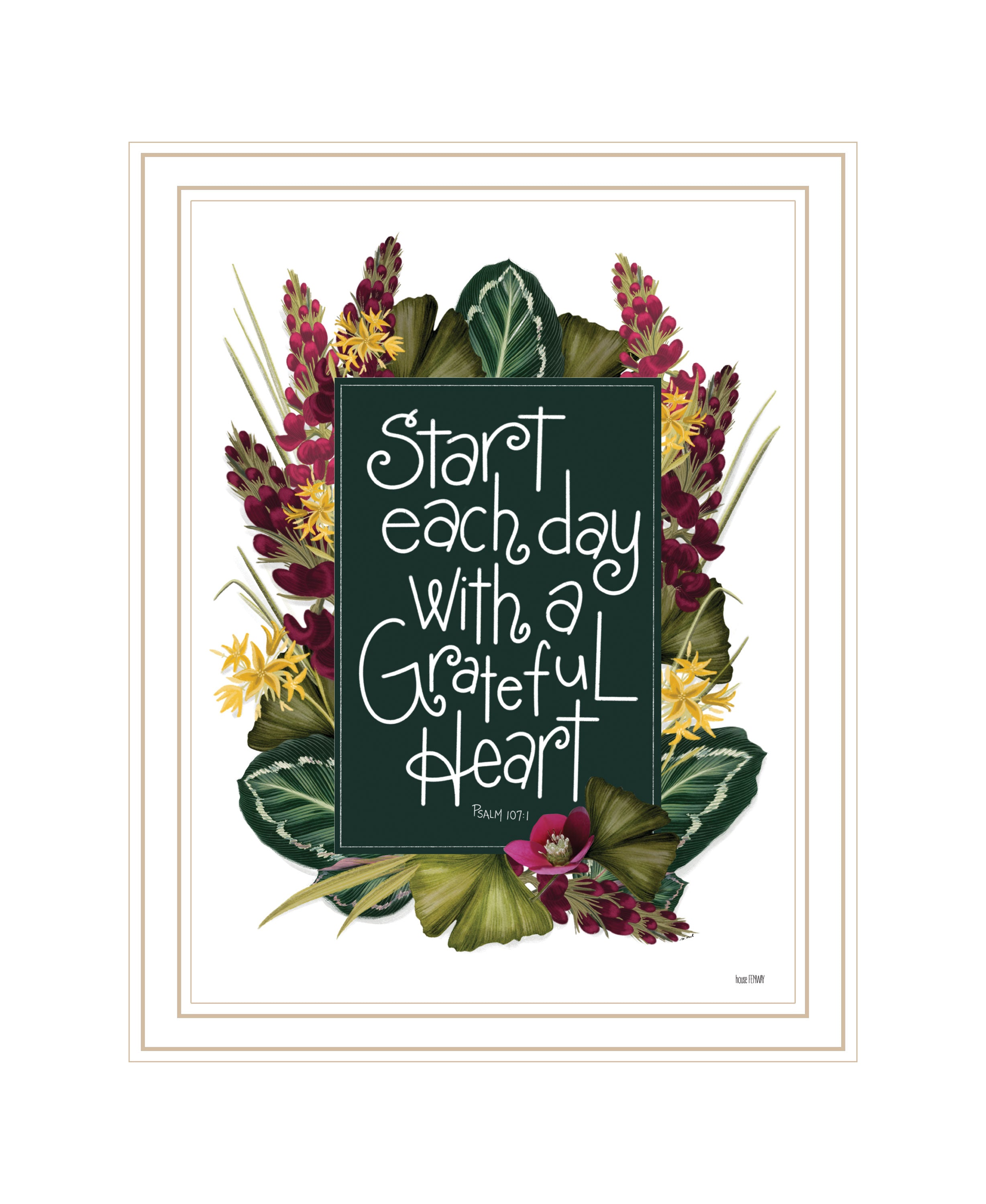 "Grateful Heart" by House Fenway, Ready to Hang Framed Print, White Frame--1