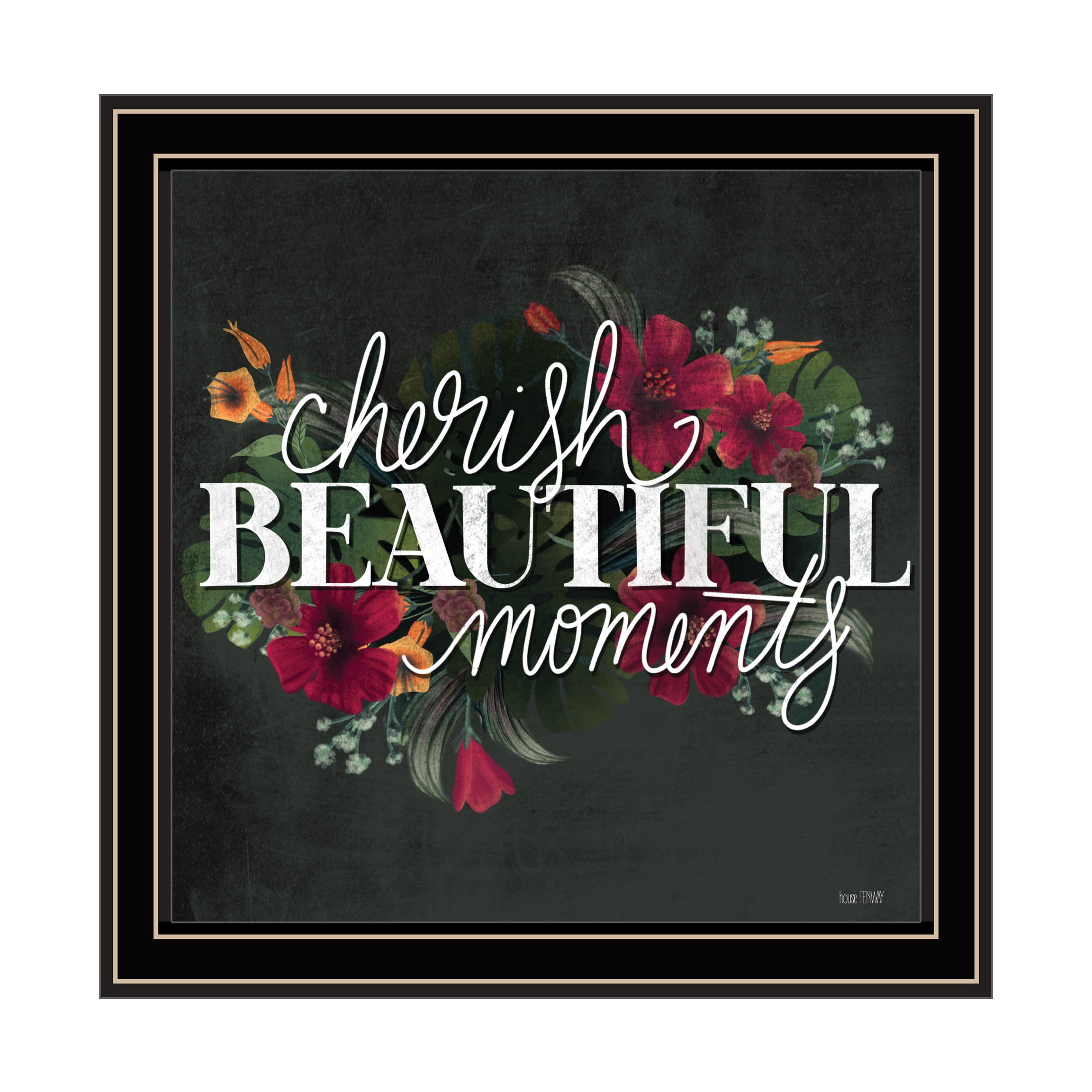 "Cherish the Moments" by House Fenway, Ready to Hang Framed Print, Black Frame--1