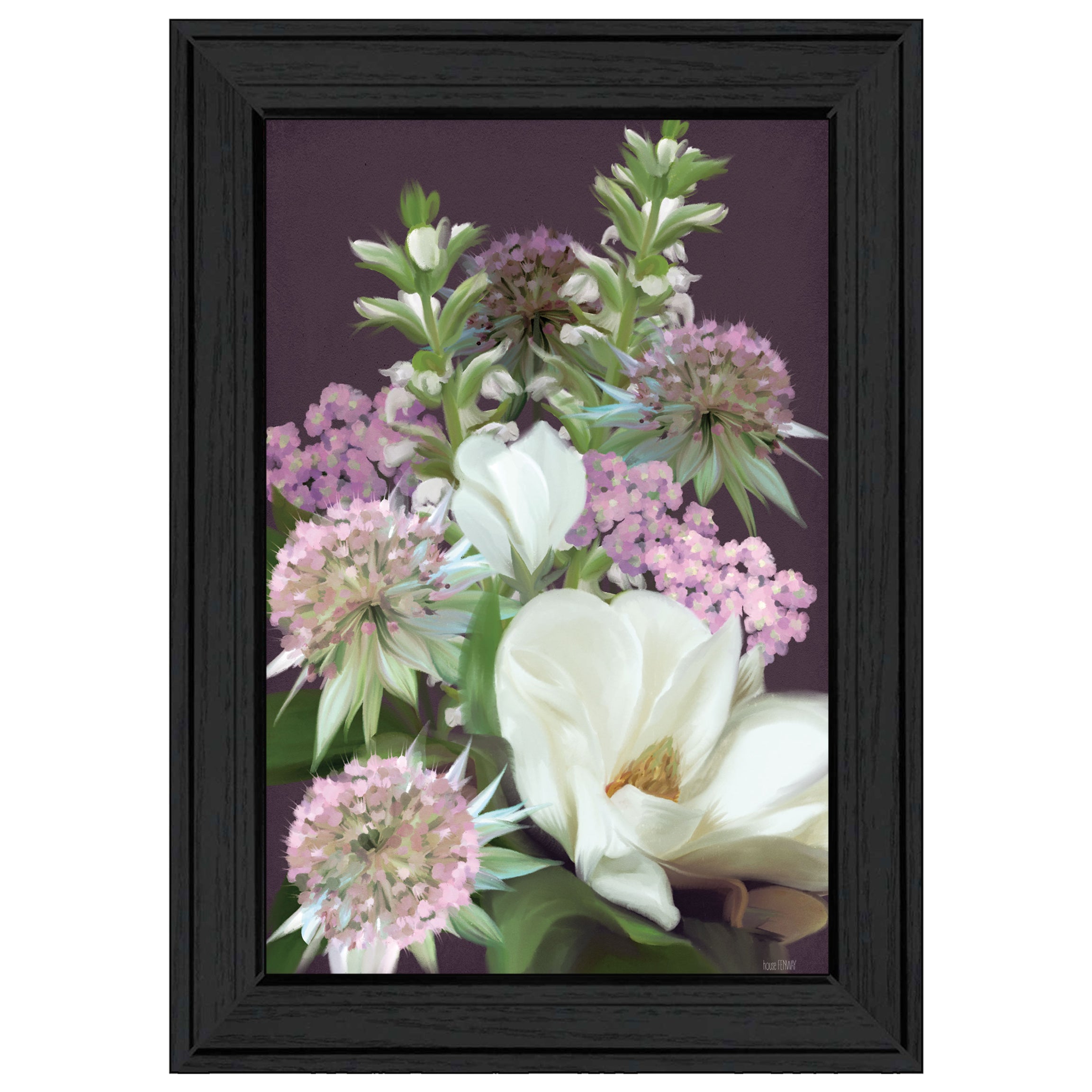 "Wild For Plum Bouquet" by House Fenway, Ready to Hang Framed Print, Black Frame--1