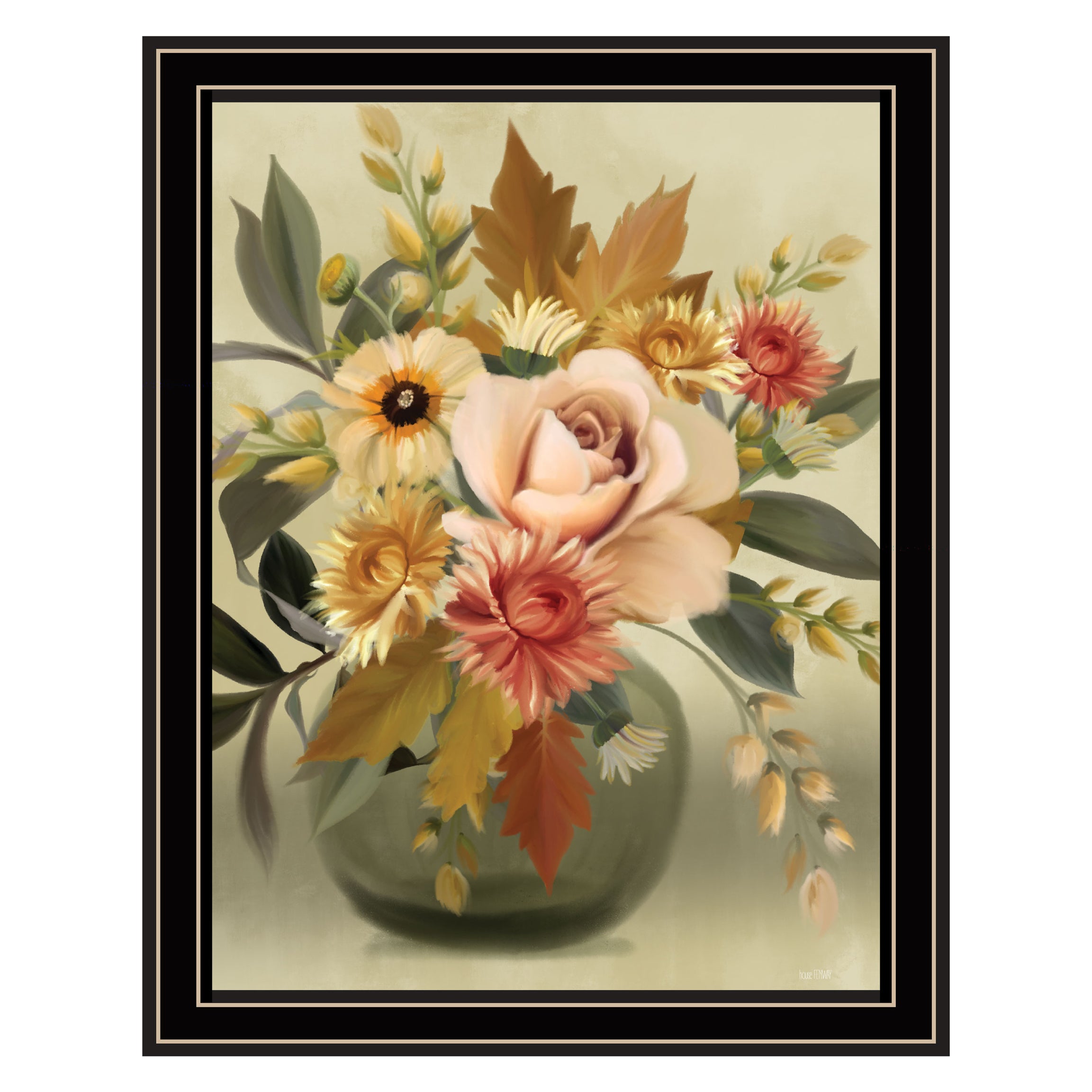 "Autumn Bouquet" by House Fenway, Ready to Hang Framed Print, Black Frame--1