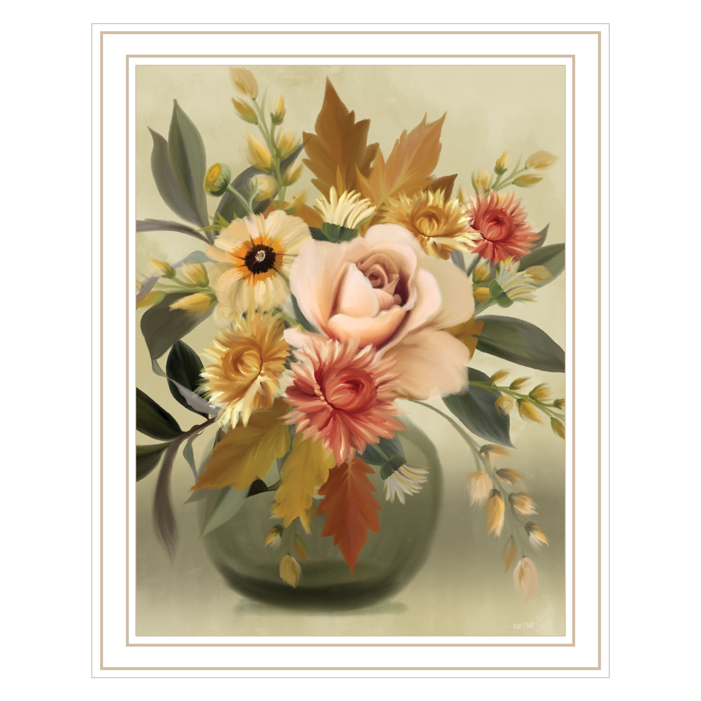 "Autumn Bouquet" by House Fenway, Ready to Hang Framed Print, White Frame--1