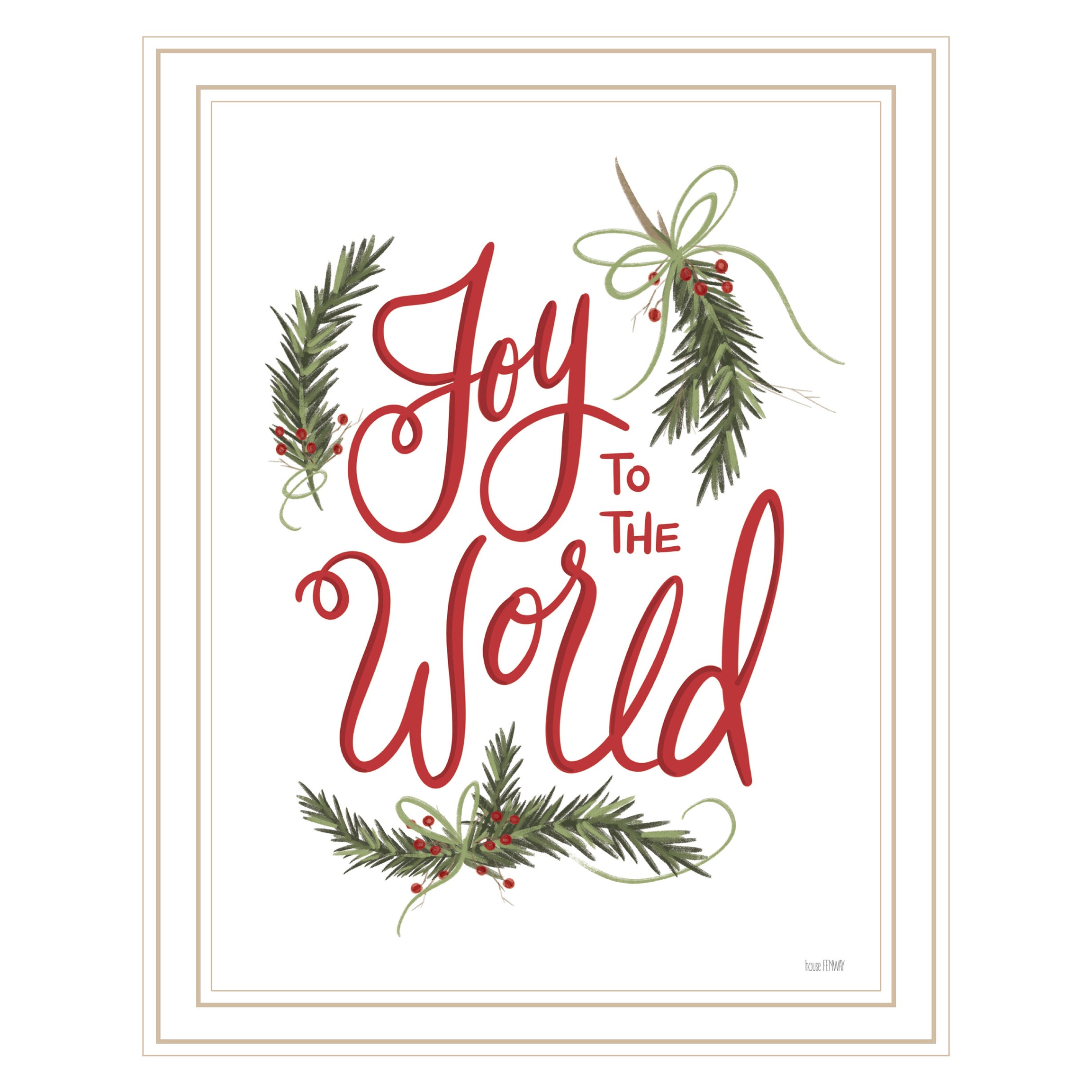 "Joy to the World" by House Fenway, Ready to Hang Framed Print, White Frame--1