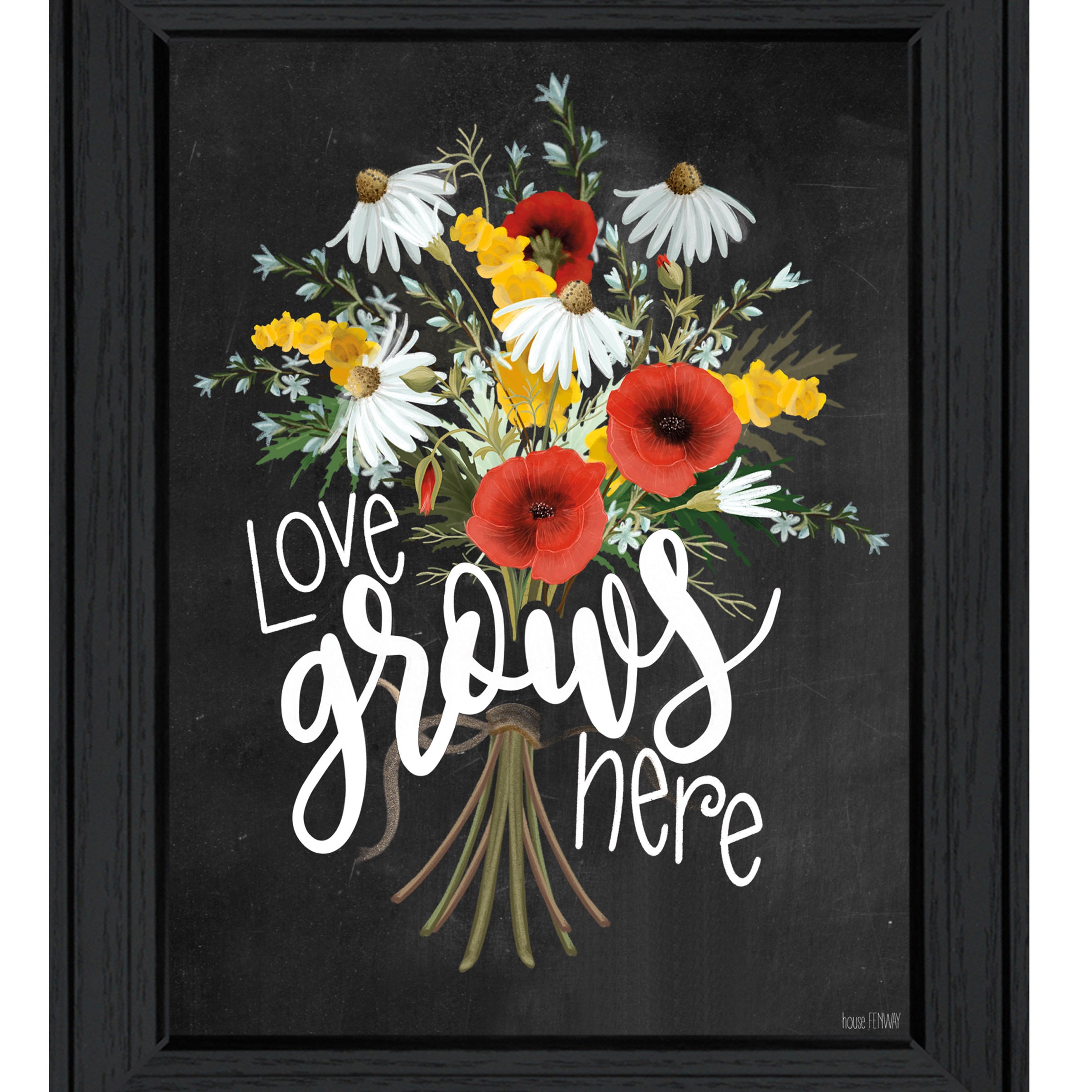 "Love Grows Here" by House Fenway, Ready to Hang Framed Print, Black Frame--1