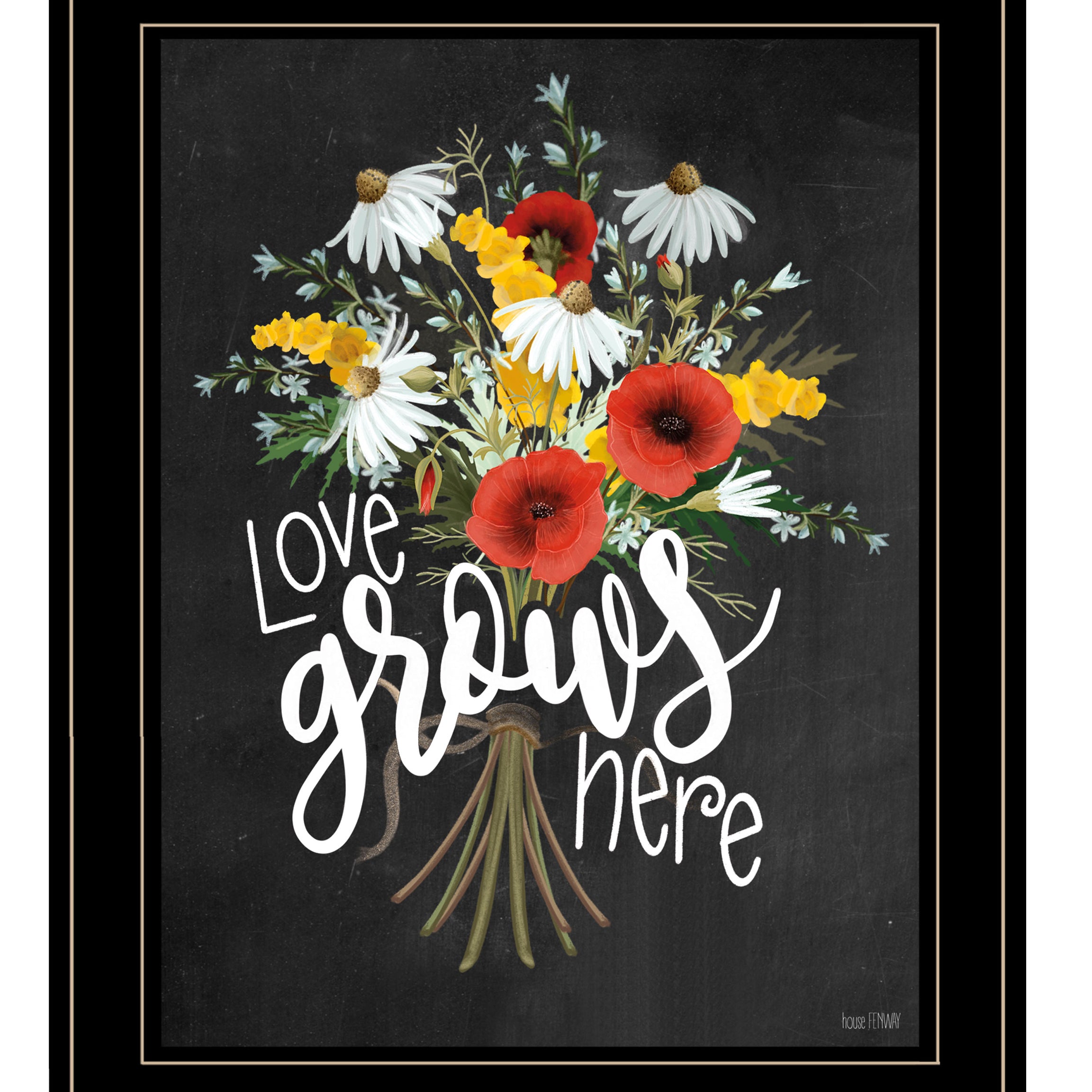 "Love Grows Here" by House Fenway, Ready to Hang Framed Print, Black Frame--1