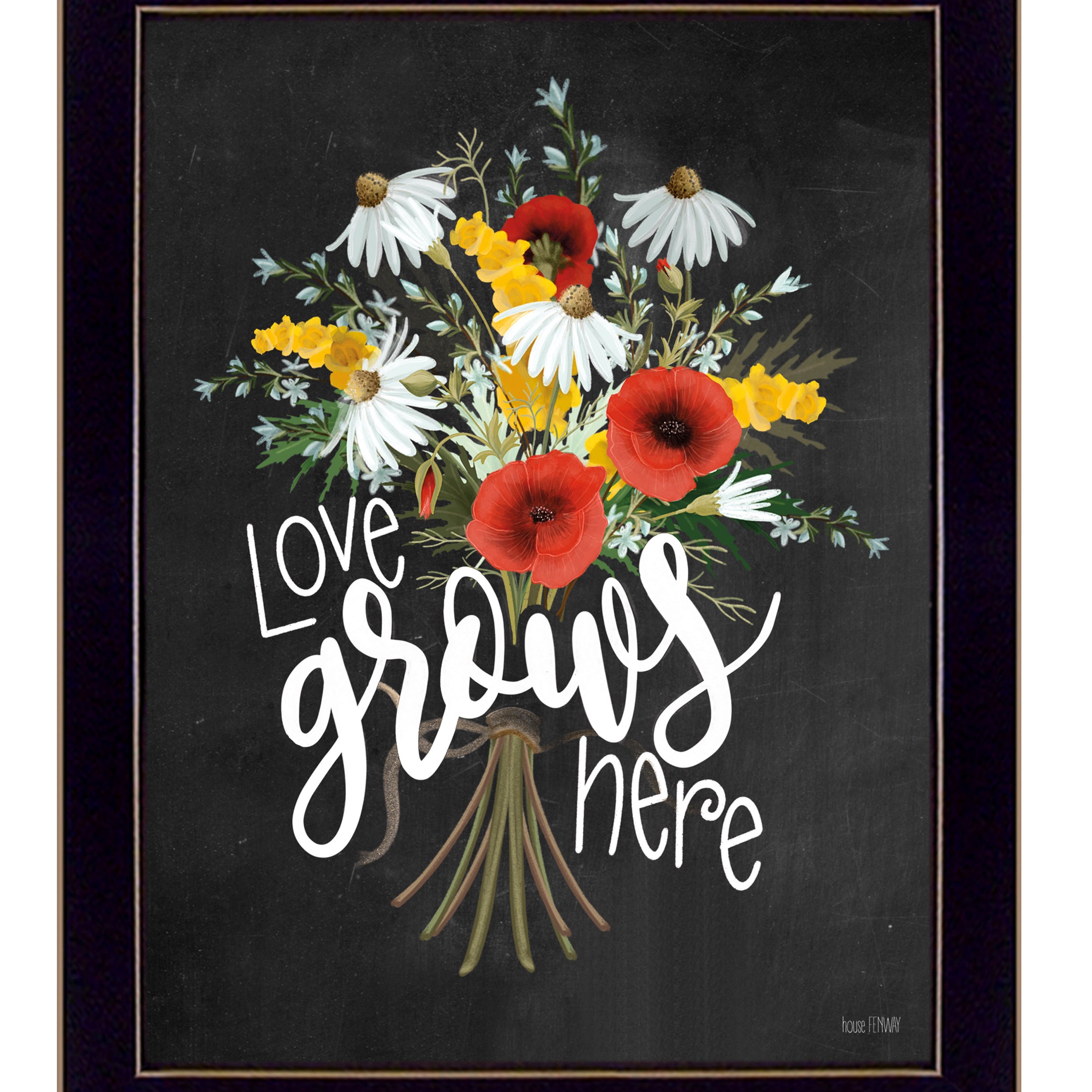 "Love Grows Here" by House Fenway, Ready to Hang Framed Print, Black Frame--1