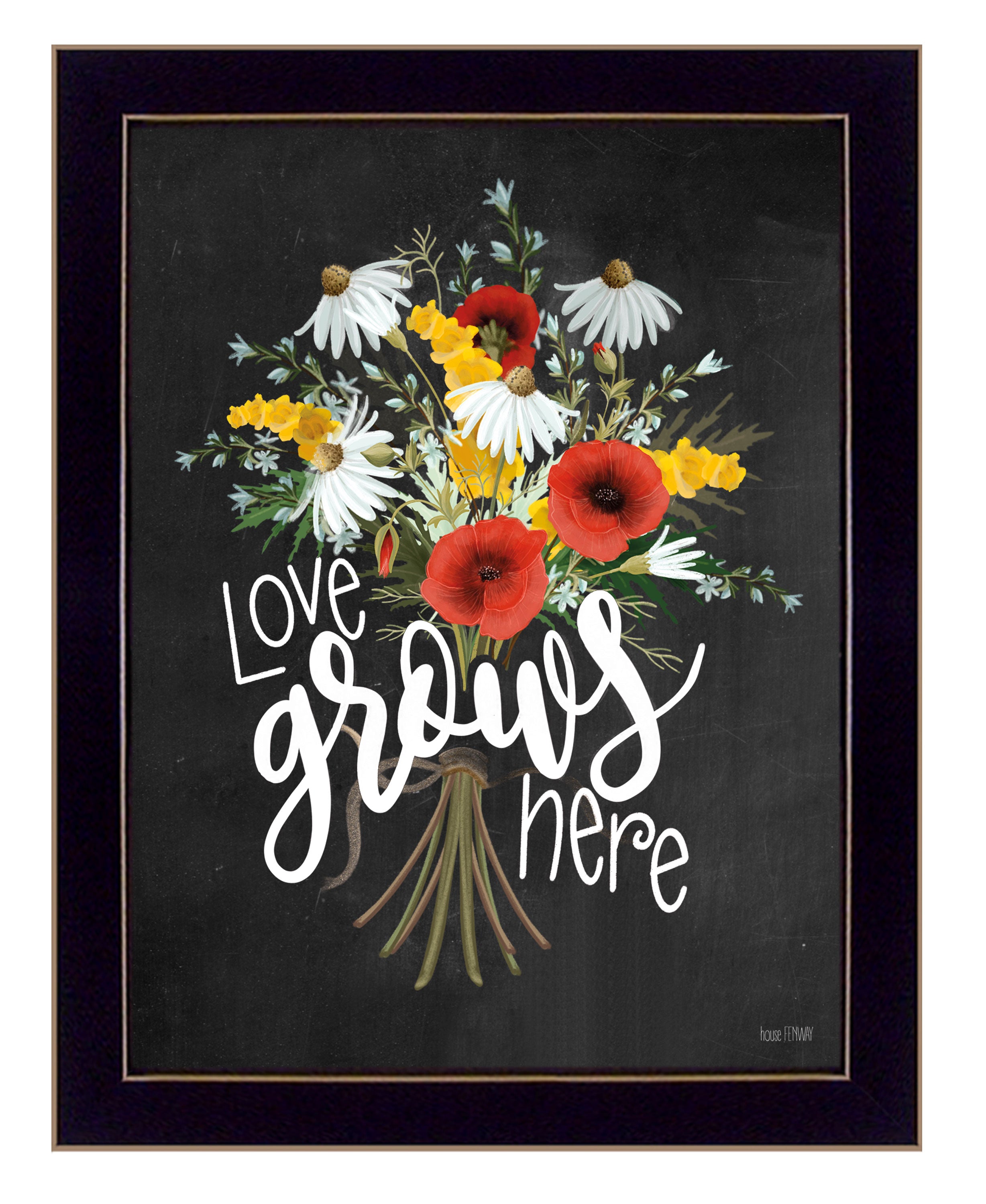 "Love Grows Here" by House Fenway, Ready to Hang Framed Print, Black Frame--1