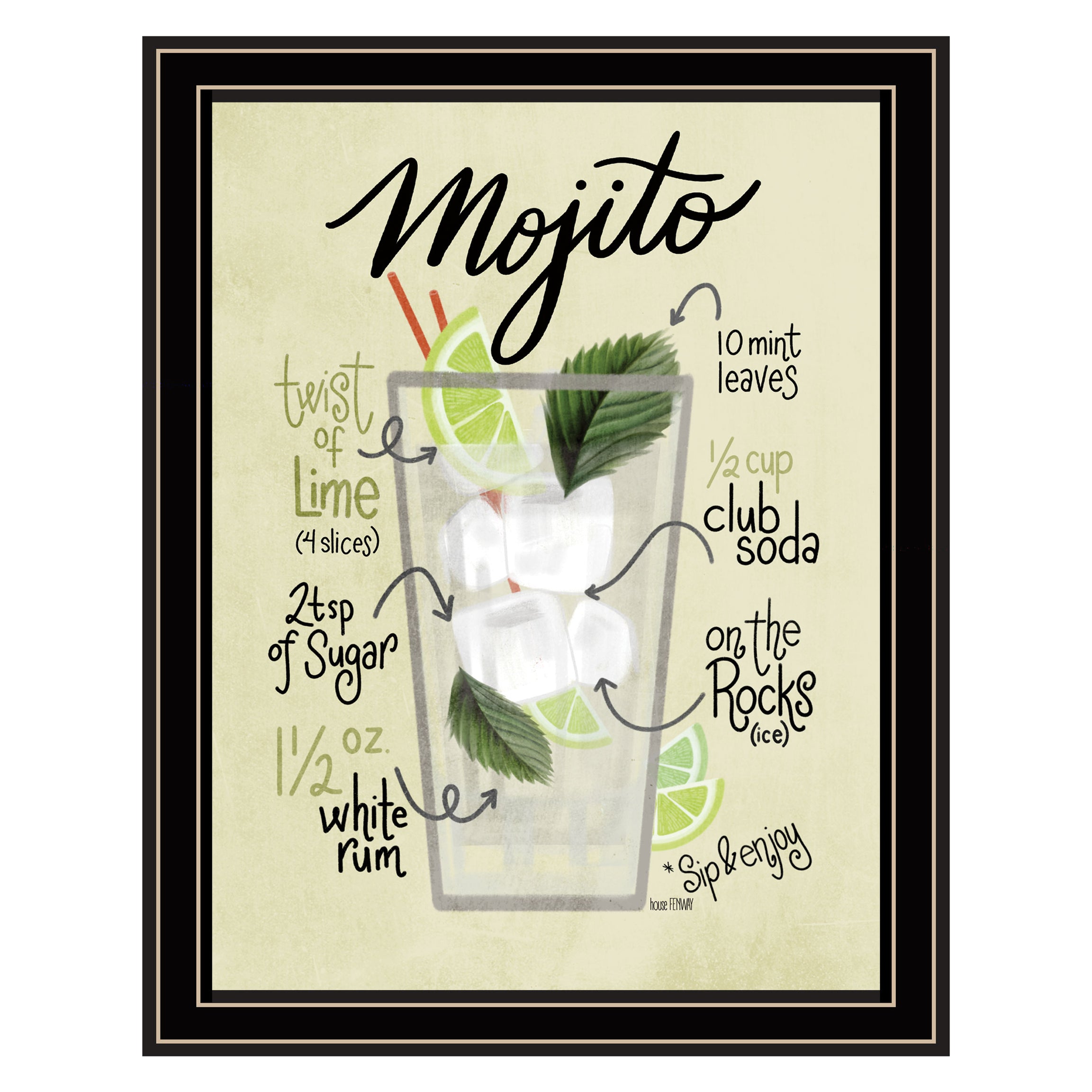 "Mojito" by House Fenway, Ready to Hang Framed Print, Black Frame--1