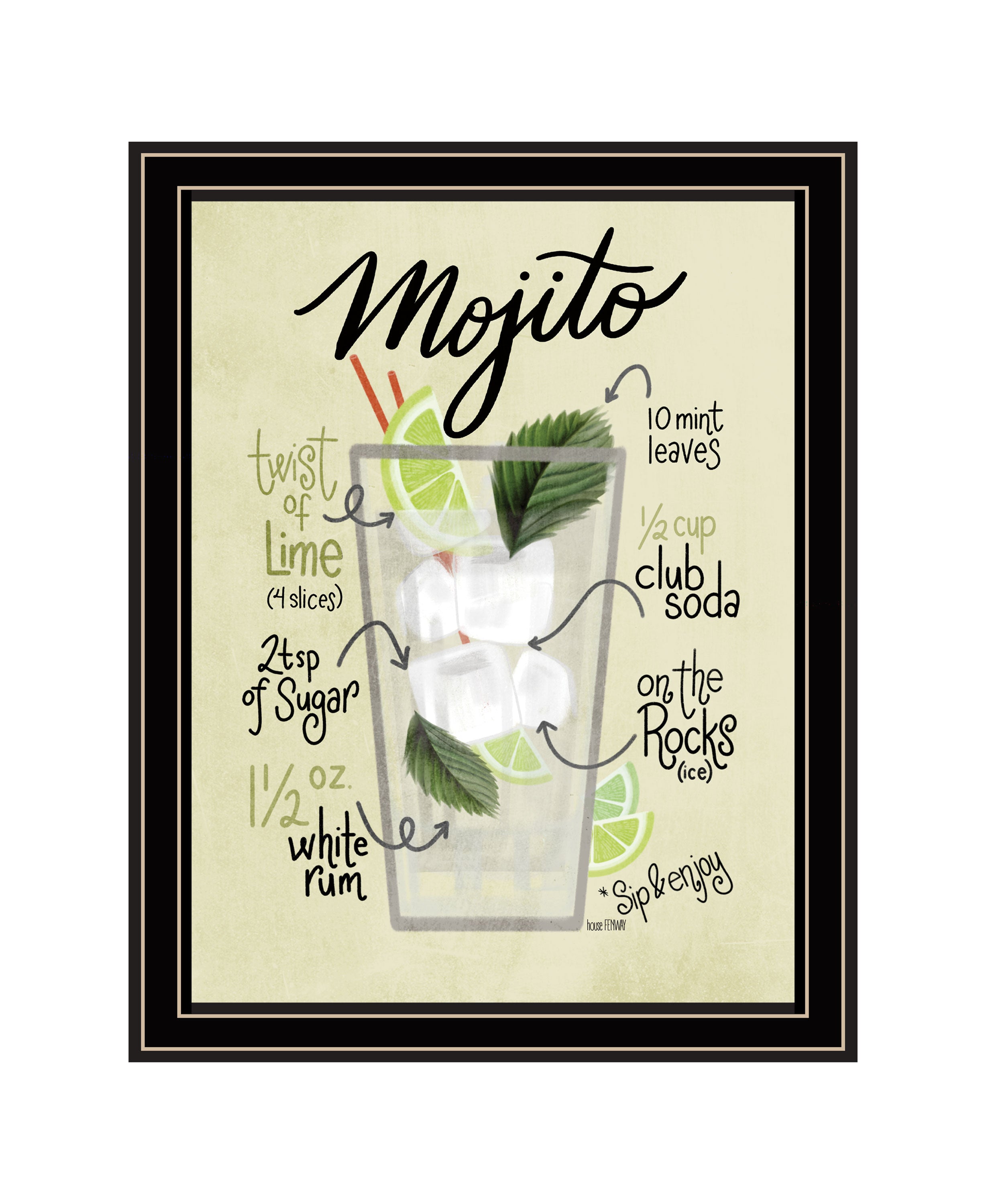 "Mojito" by House Fenway, Ready to Hang Framed Print, Black Frame--1