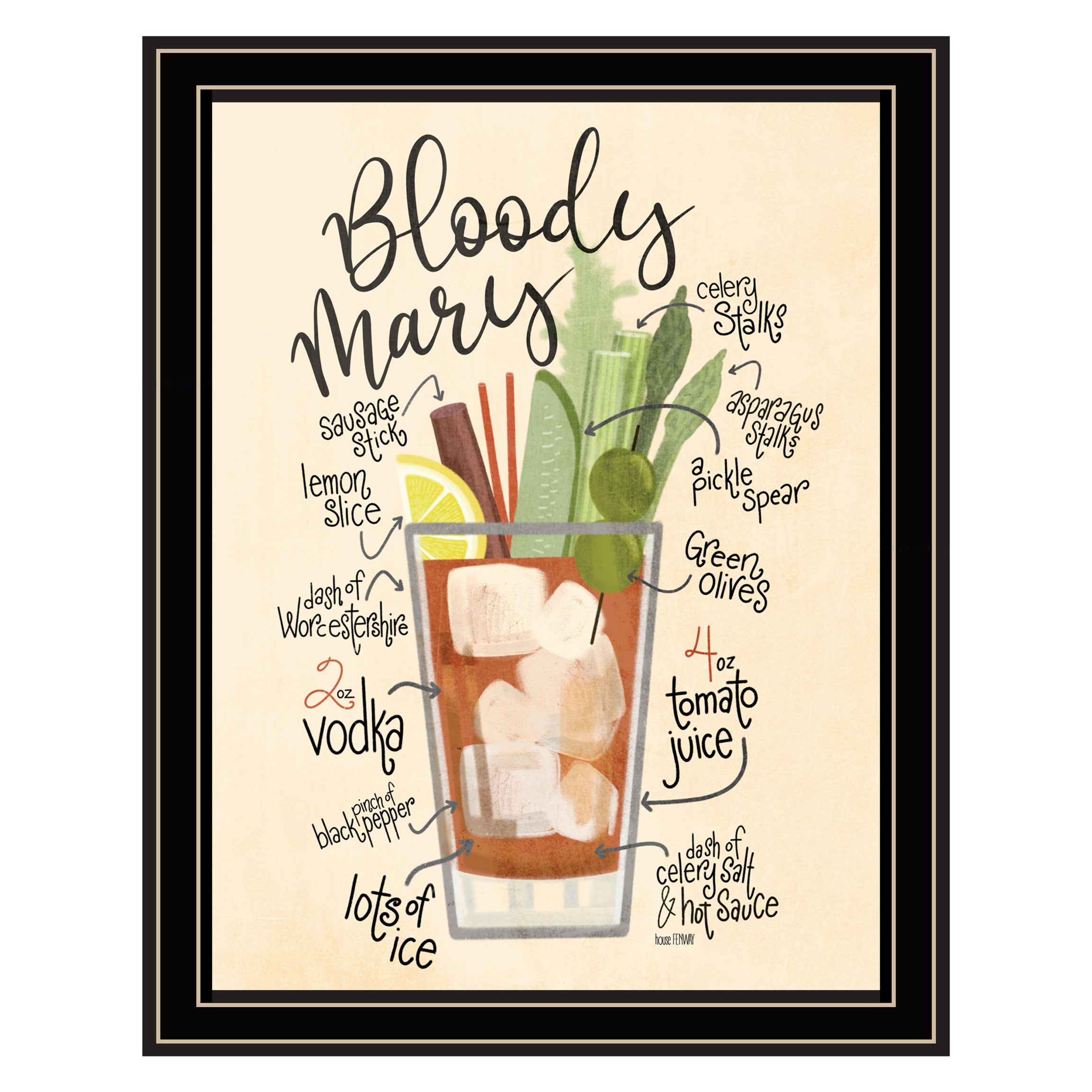 "Bloody Mary" by House Fenway, Ready to Hang Framed Print, Black Frame--1