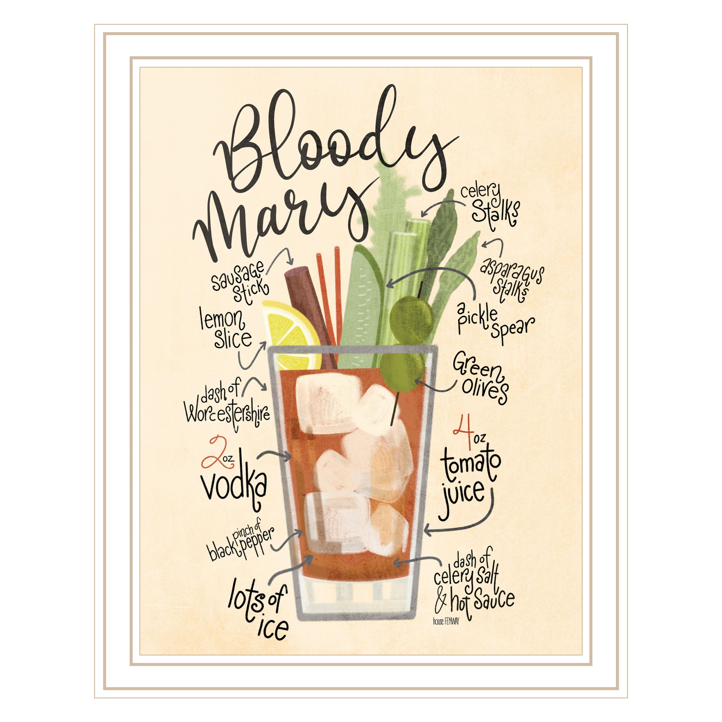 "Bloody Mary" by House Fenway, Ready to Hang Framed Print, White Frame--1