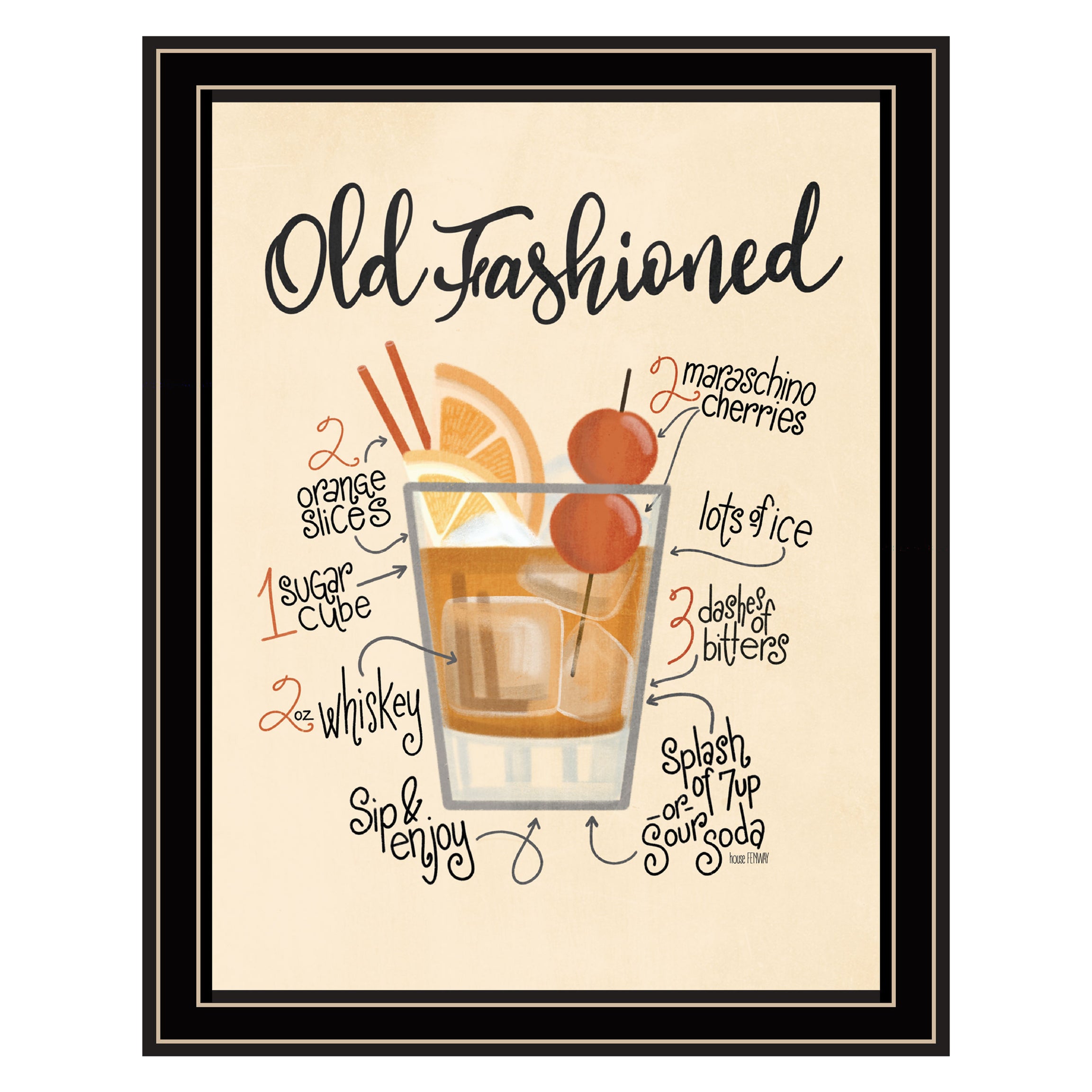 "Old Fashioned" by House Fenway, Ready to Hang Framed Print, Black Frame--1