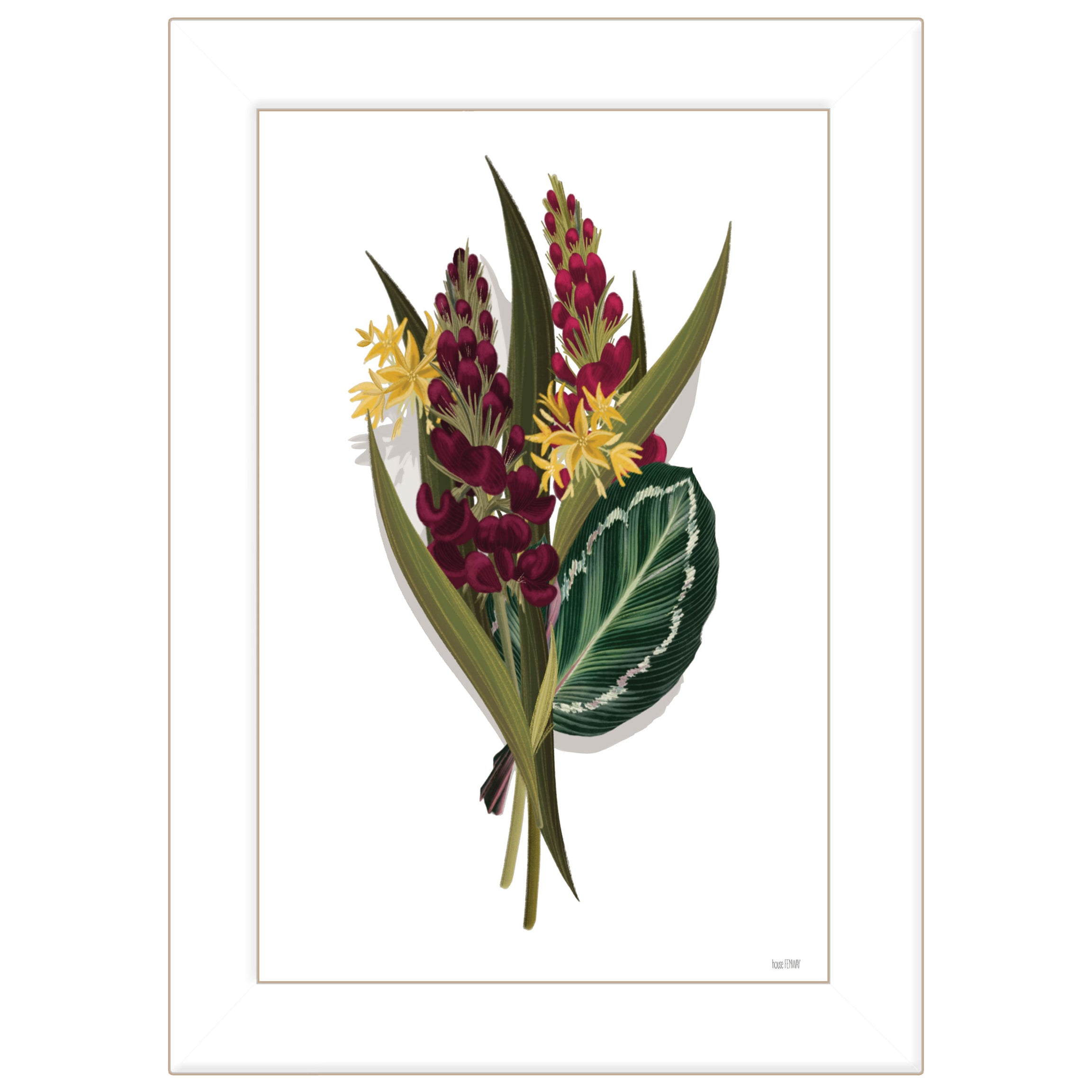 "Tropical Sprig" by House Fenway, Ready to Hang Framed Print, White Frame--1