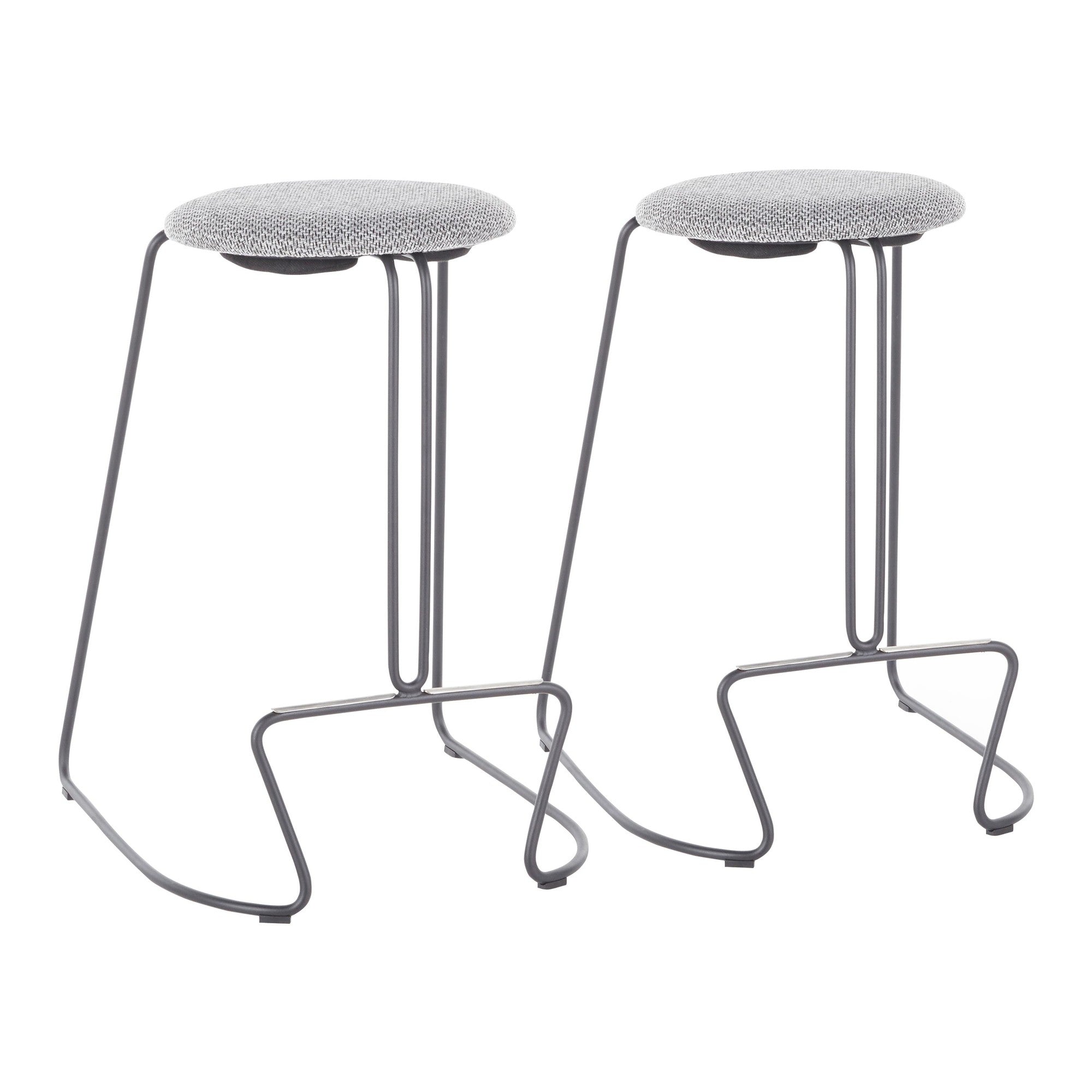 Finn Contemporary Counter Stool in Grey Steel and Charcoal Fabric by LumiSource - Set of 2--1