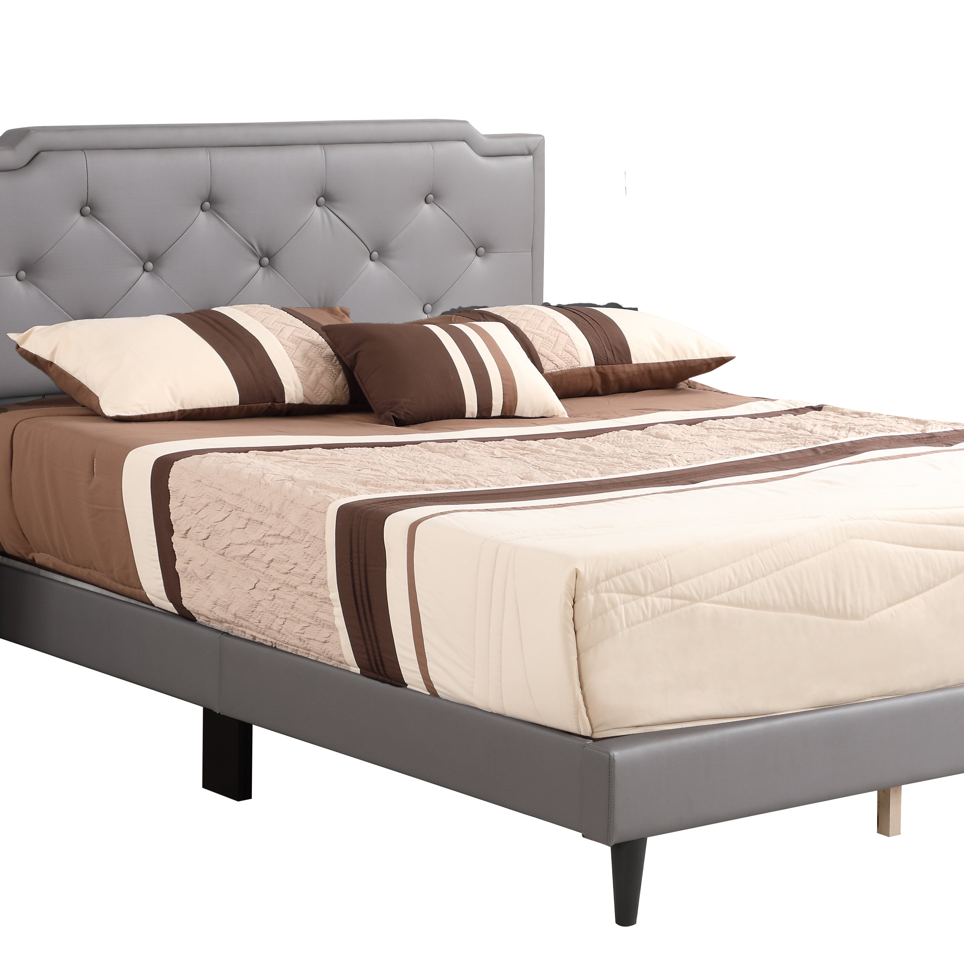 Glory Furniture Deb G1112-QB-UP Queen Bed - All In One Box , LIGHT GREY--2