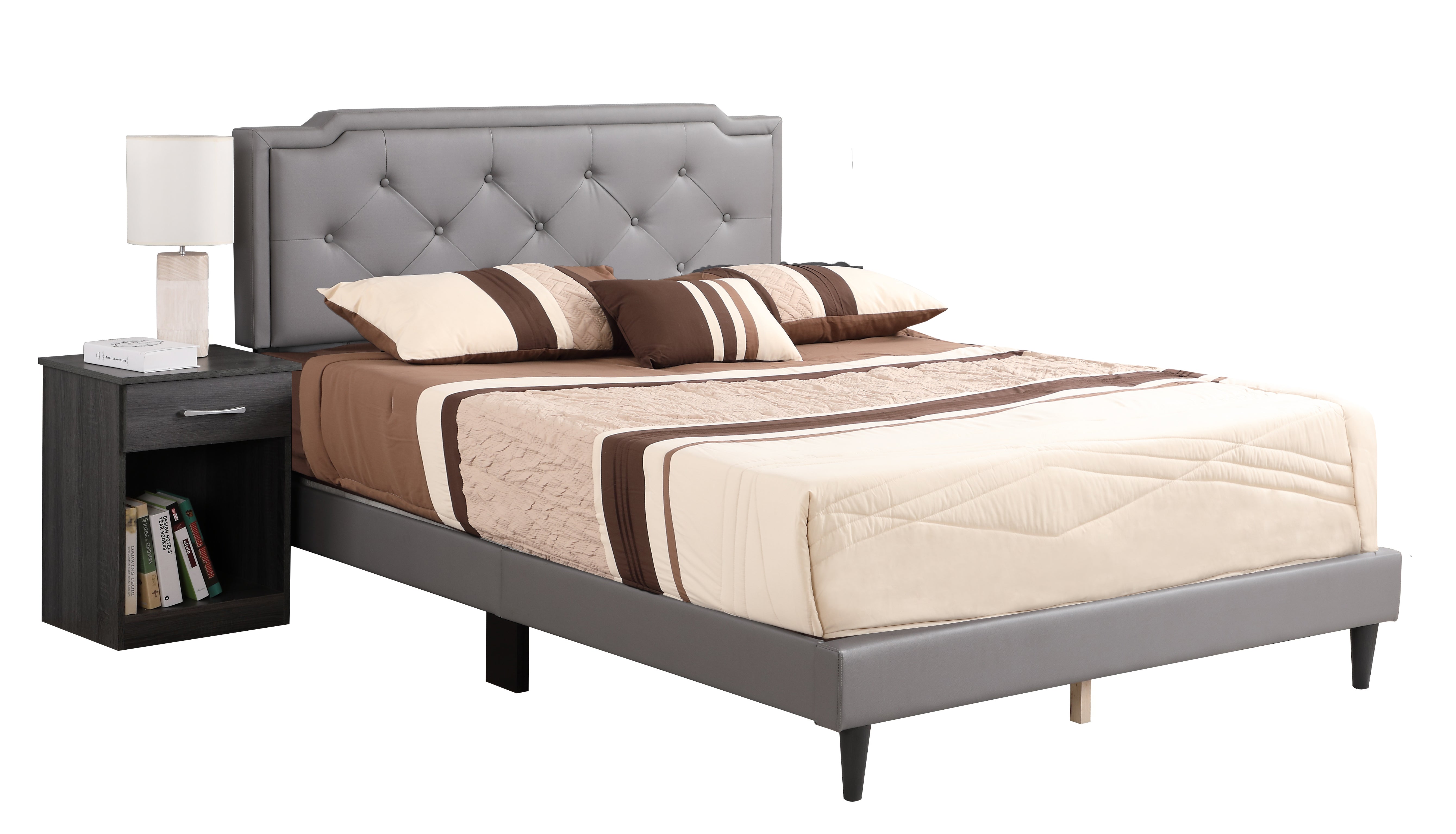 Glory Furniture Deb G1112-QB-UP Queen Bed - All In One Box , LIGHT GREY--2