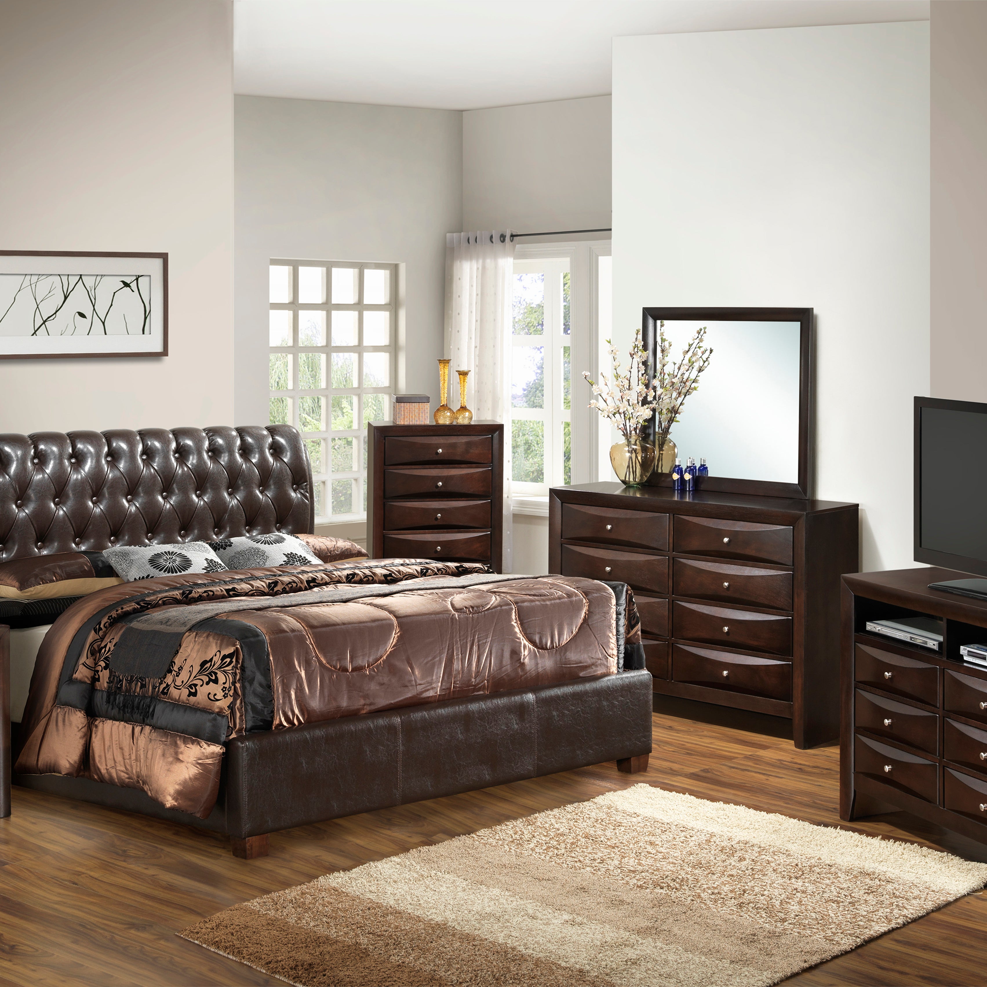 Glory Furniture Marilla G1550C-QB-UP Queen  Bed , DARK BROWN--2