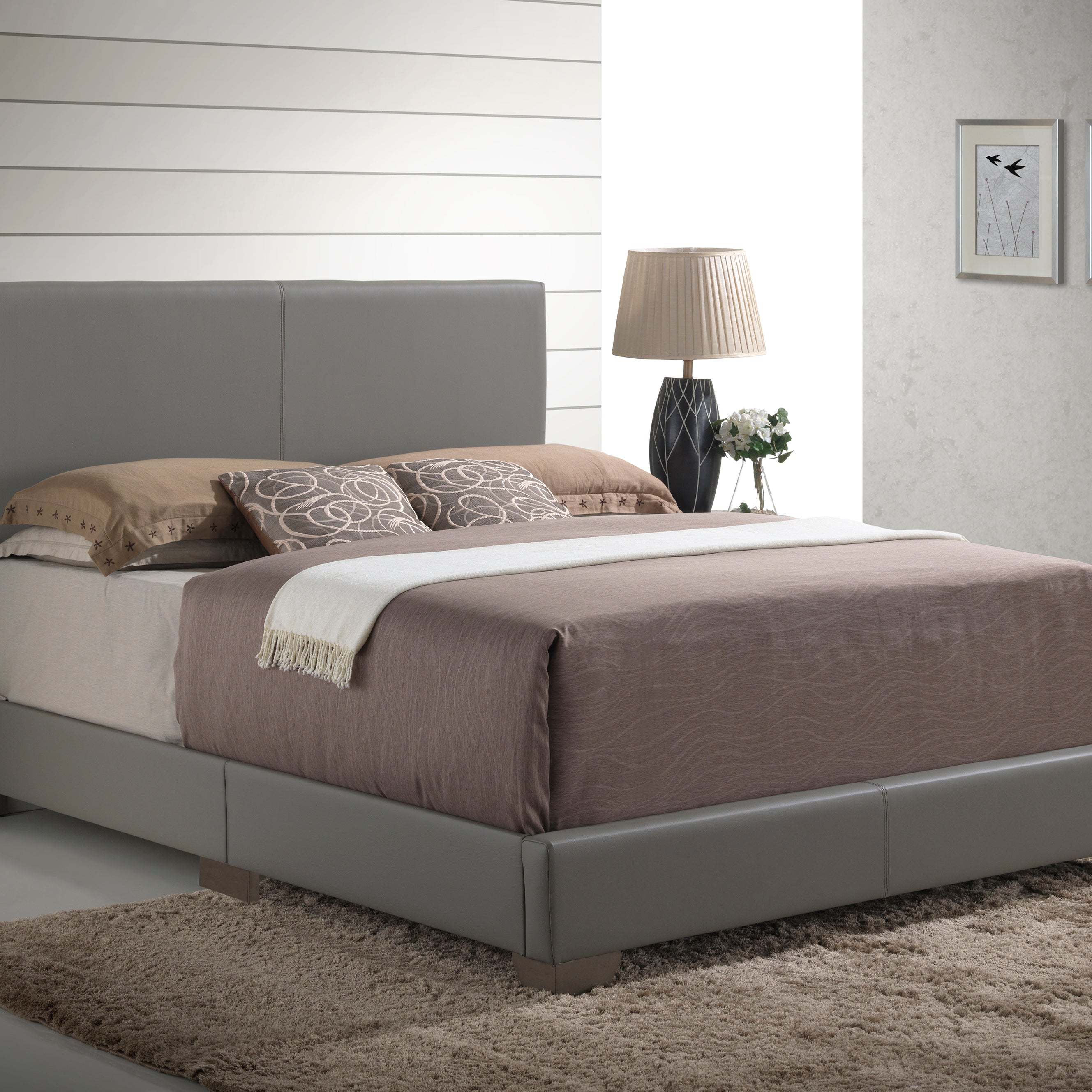 Glory Furniture Aaron G1805-QB-UP Queen  Bed , LIGHT GREY--1