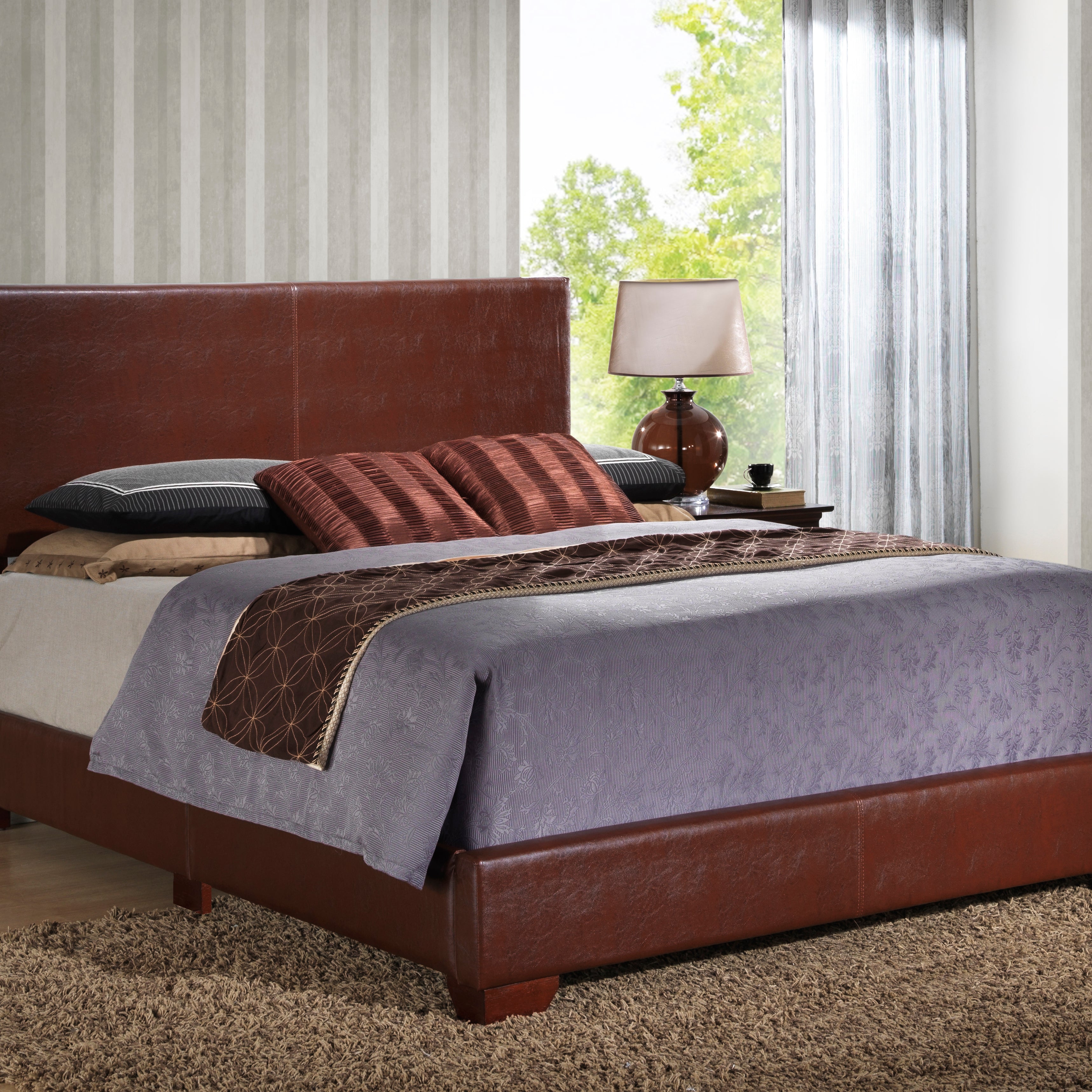 Glory Furniture Aaron G1855-QB-UP Queen  Bed , LIGHT BROWN--1