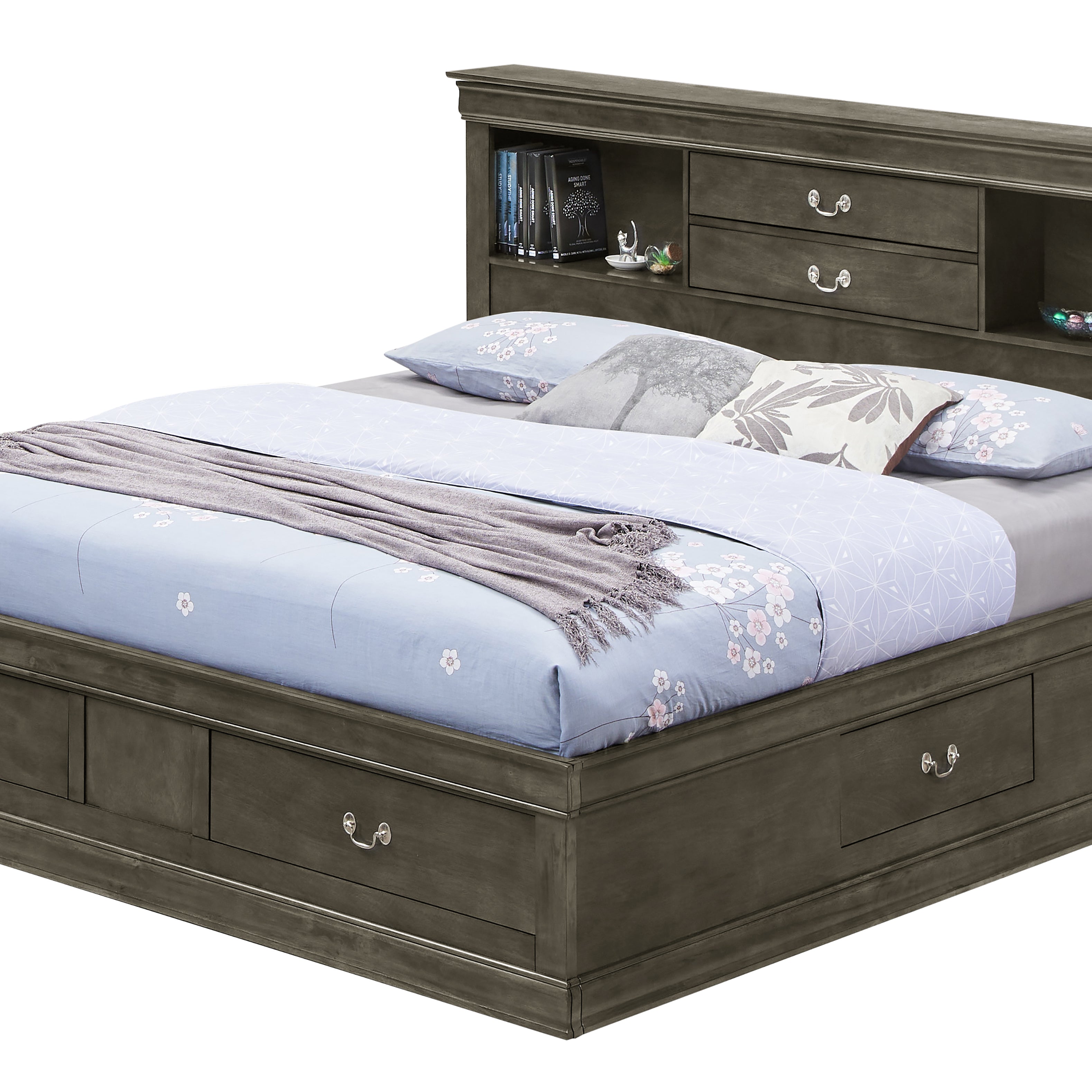 Glory Furniture Louis Phillipe G3105B-KSB King Storage Bed , Gray--1