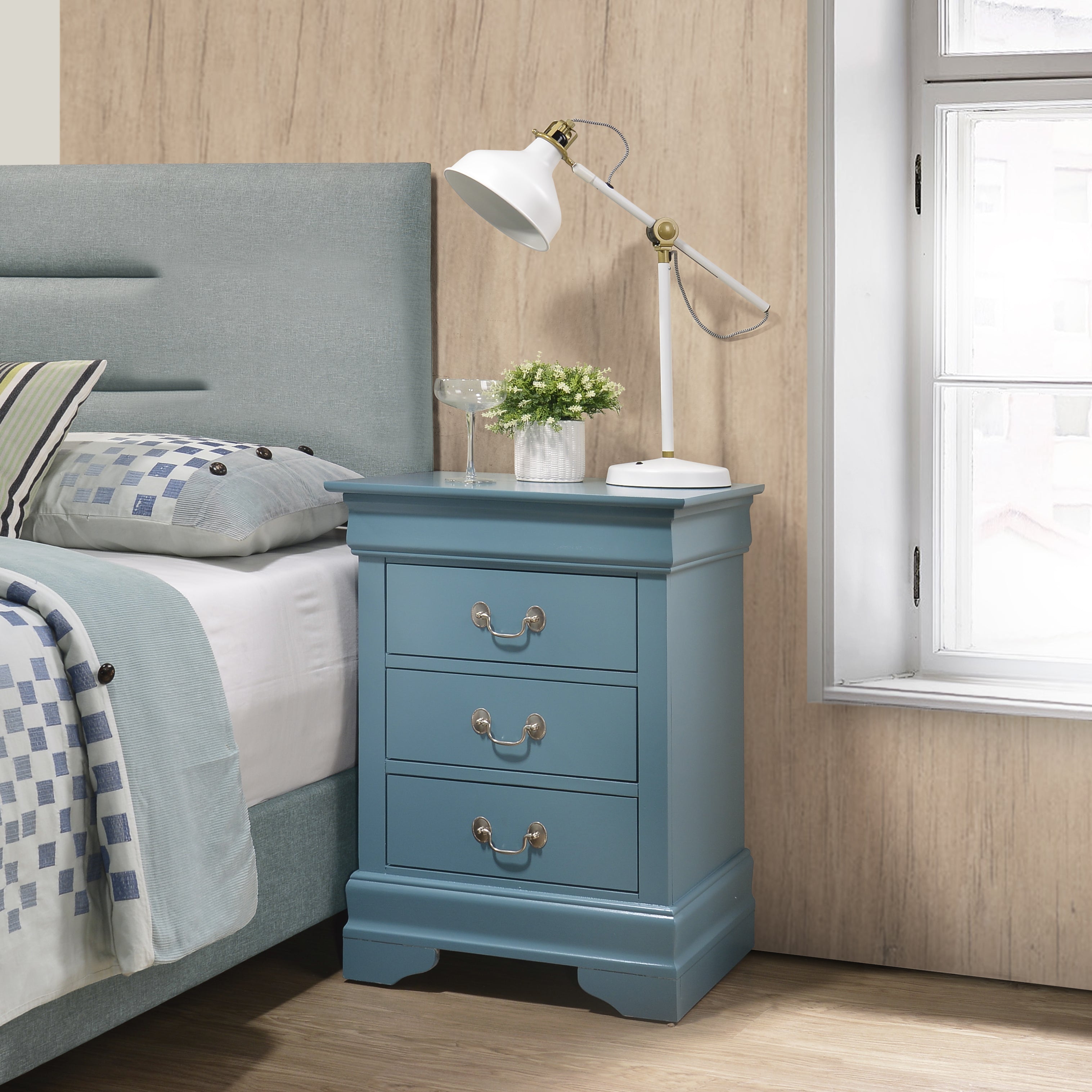 Glory Furniture Louis Phillipe G3180-3N 3 Drawer Nightstand , Teal--1