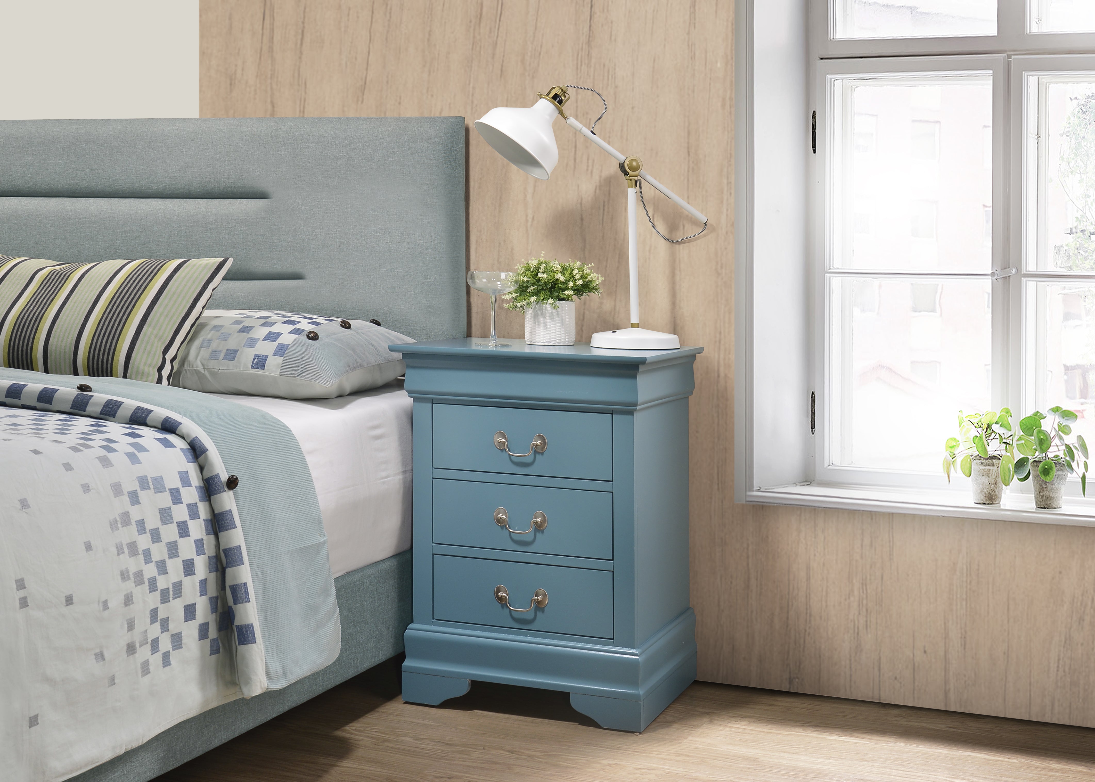 Glory Furniture Louis Phillipe G3180-3N 3 Drawer Nightstand , Teal--1