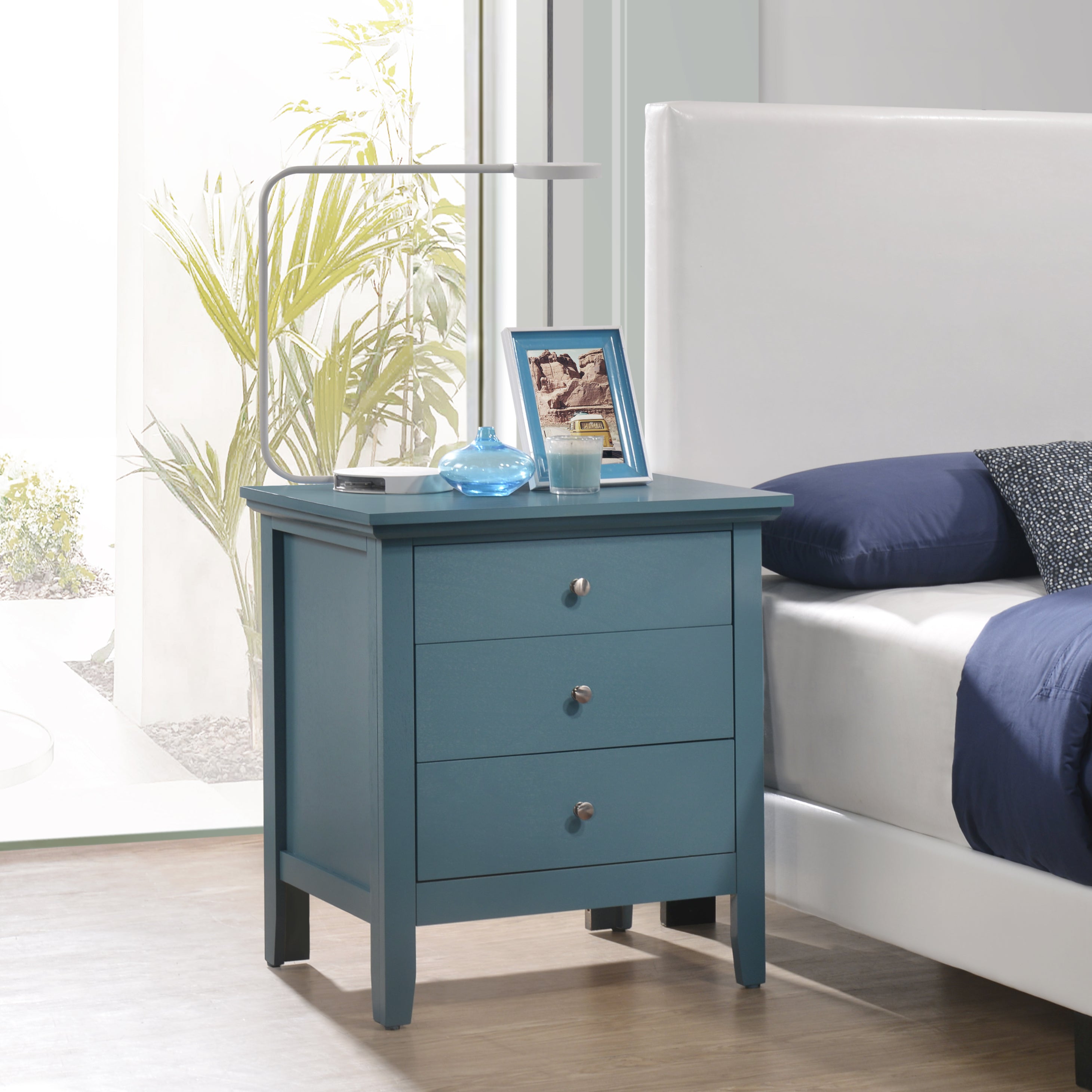 Glory Furniture Hammond G5480-N 3 Drawer Nightstand , Teal--1