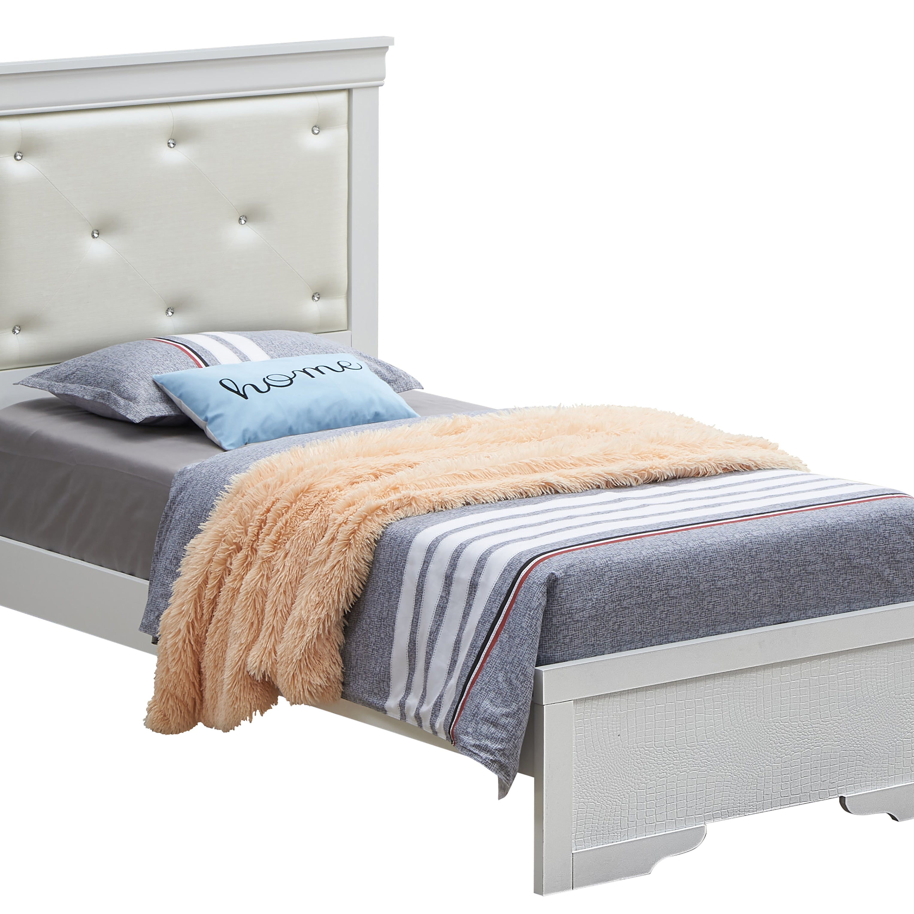 Glory Furniture Lorana G6590B-TB2 Twin Bed , Silver Champagne--1