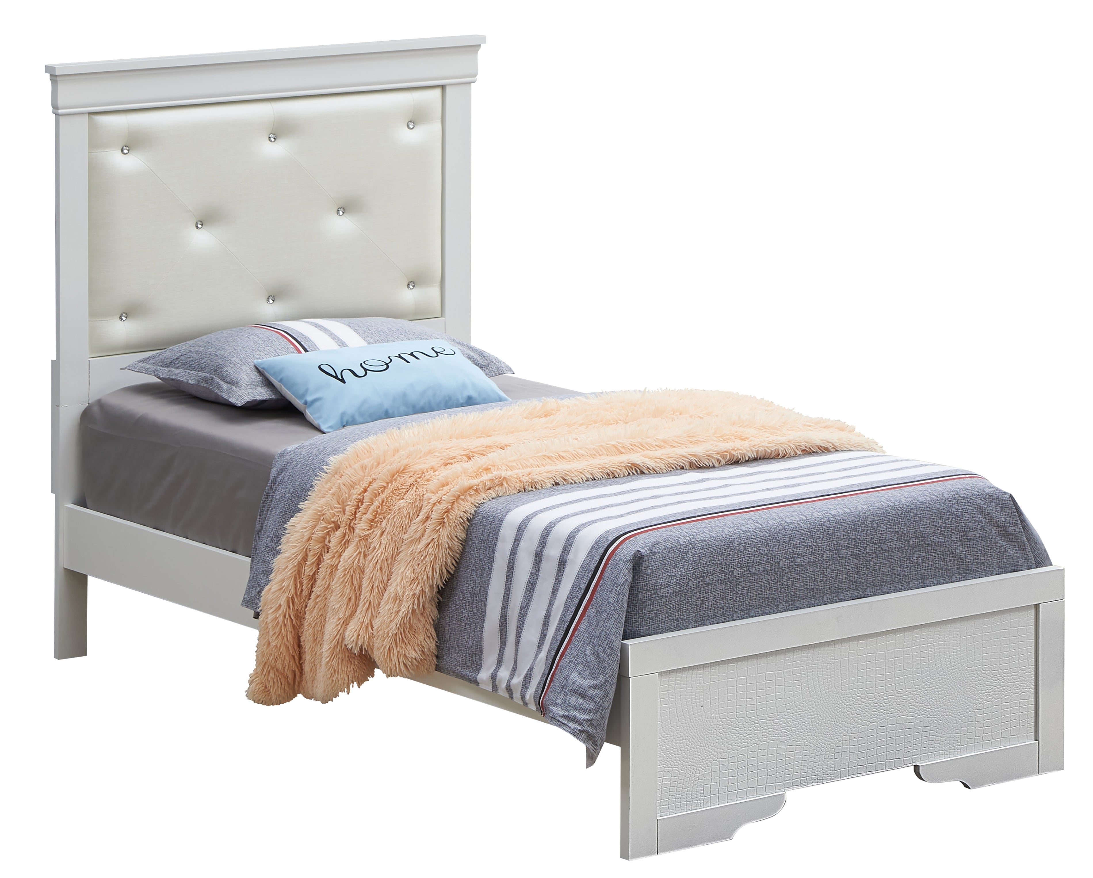 Glory Furniture Lorana G6590B-TB2 Twin Bed , Silver Champagne--1