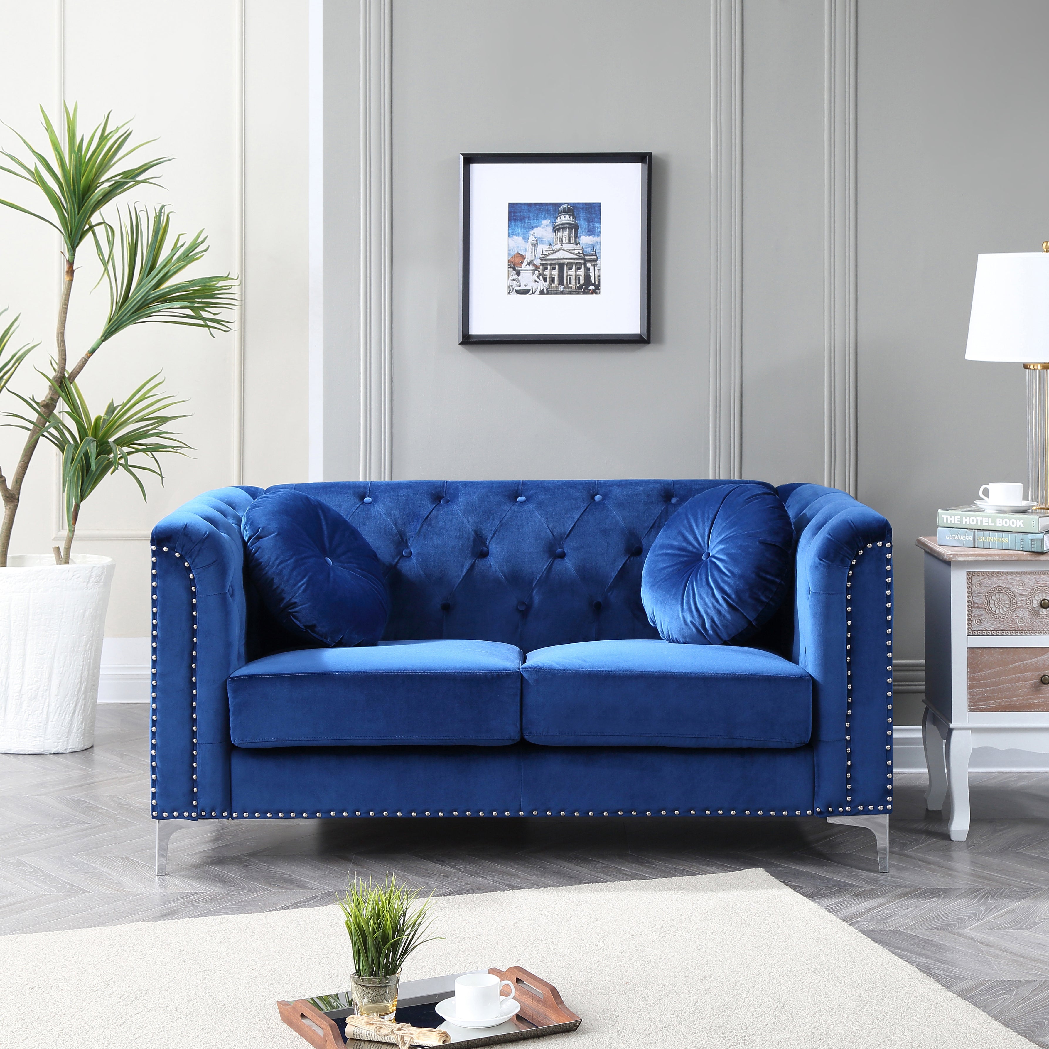 Glory Furniture Pompano G781A-L Loveseat ( 2 Boxes ) , NAVY BLUE--1