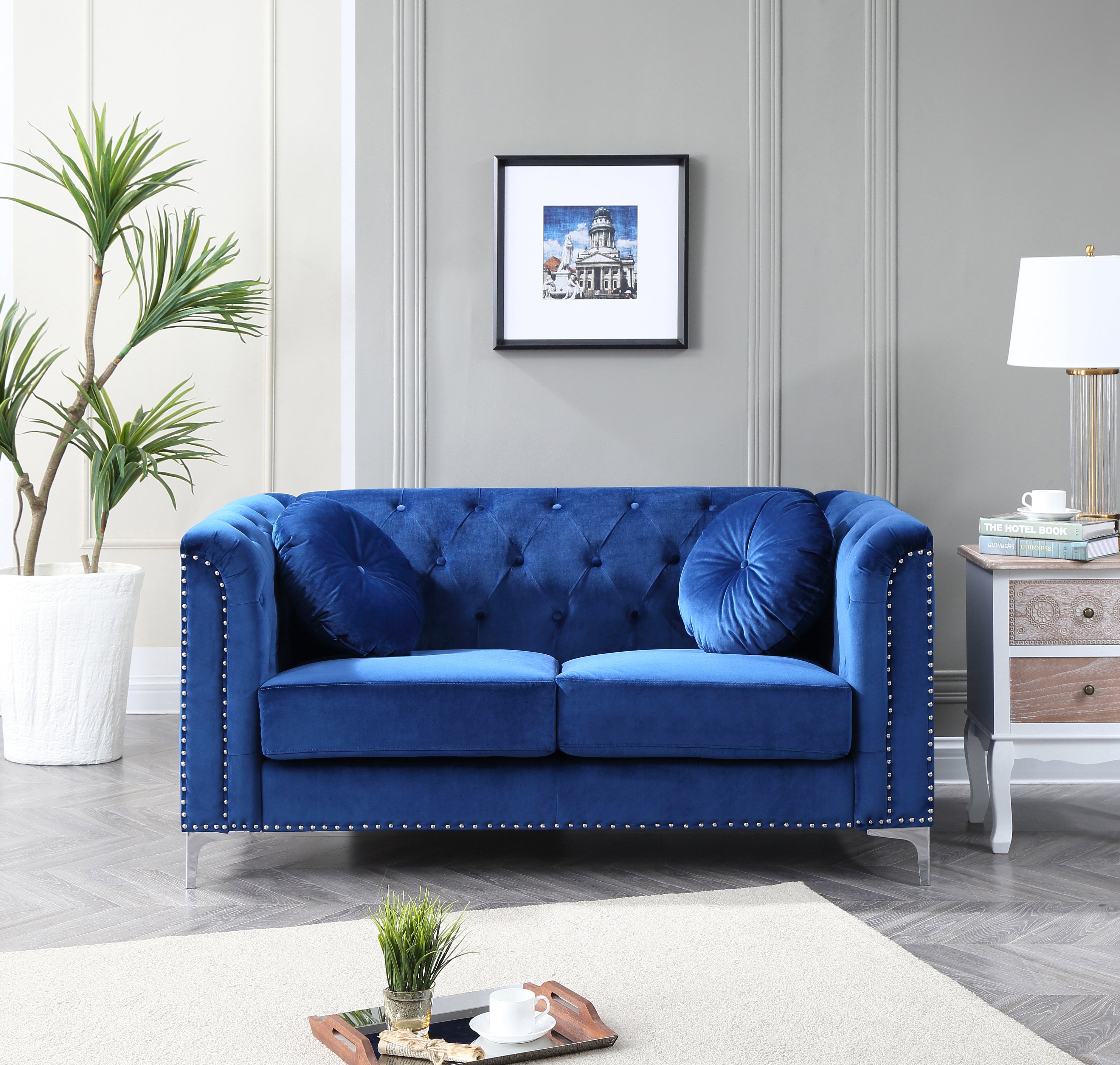 Glory Furniture Pompano G781A-L Loveseat ( 2 Boxes ) , NAVY BLUE--1