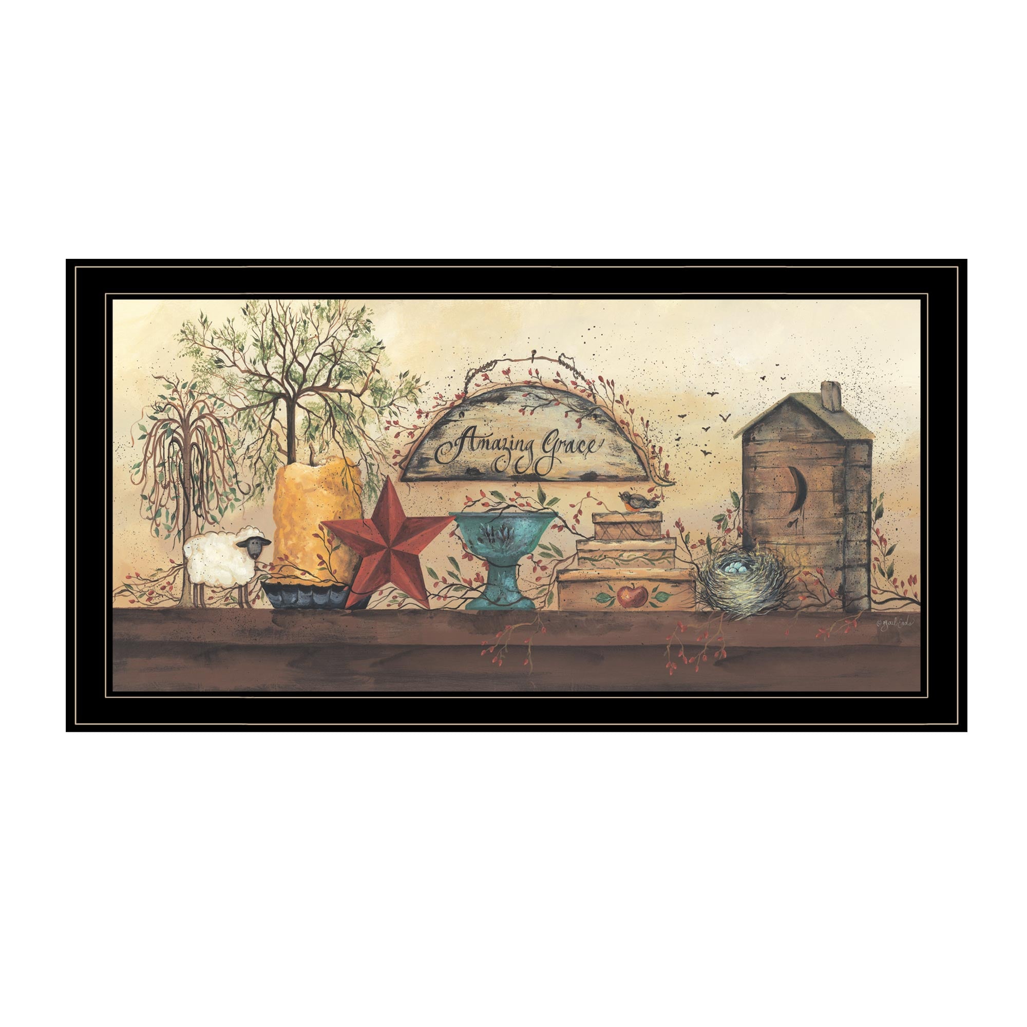 "Amazing Grace Shelf" By Gail Eads, Ready to Hang Framed Print, Black Frame--1