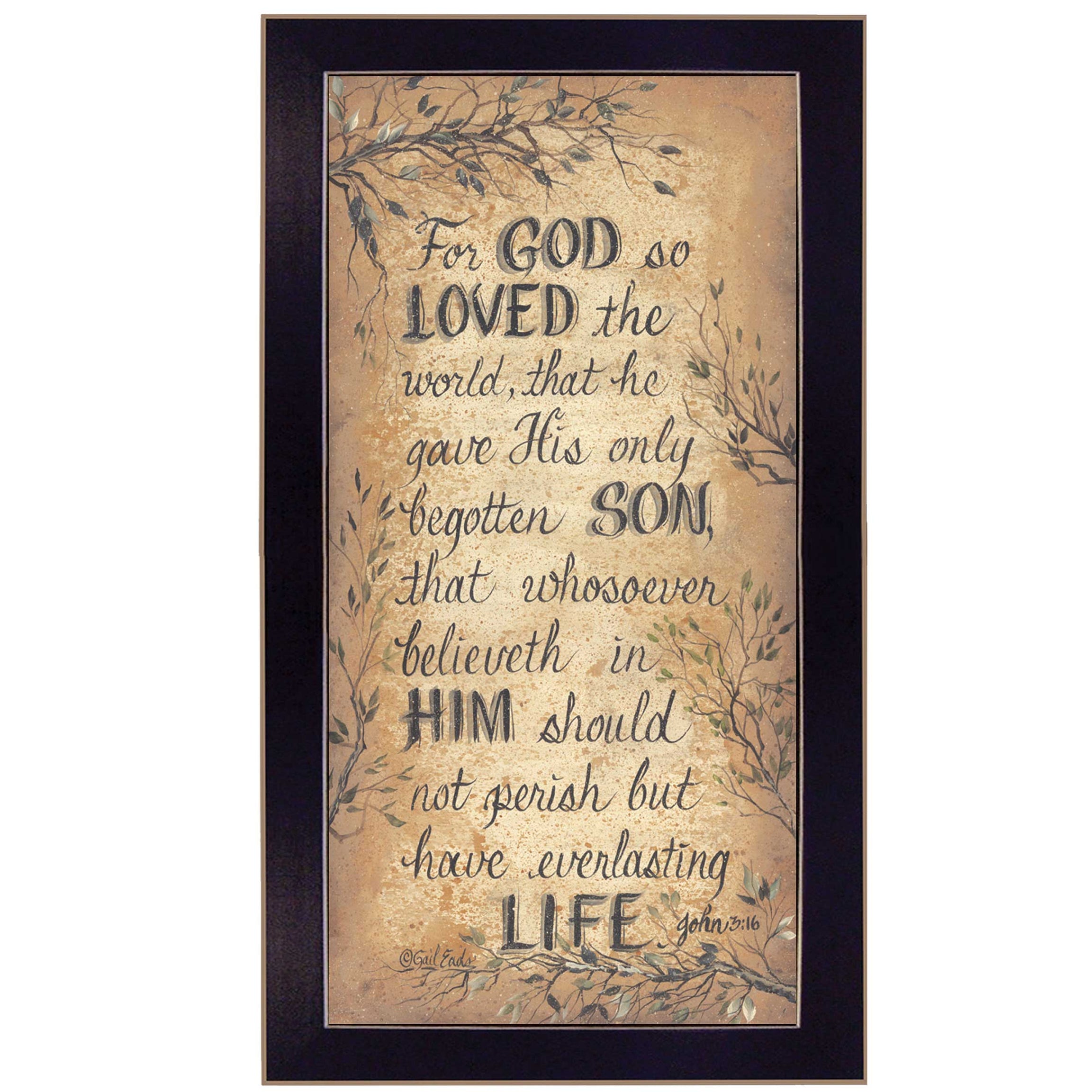 "For God So Loved" by Gail Eads, Ready to Hang Framed Print, Black Frame--1