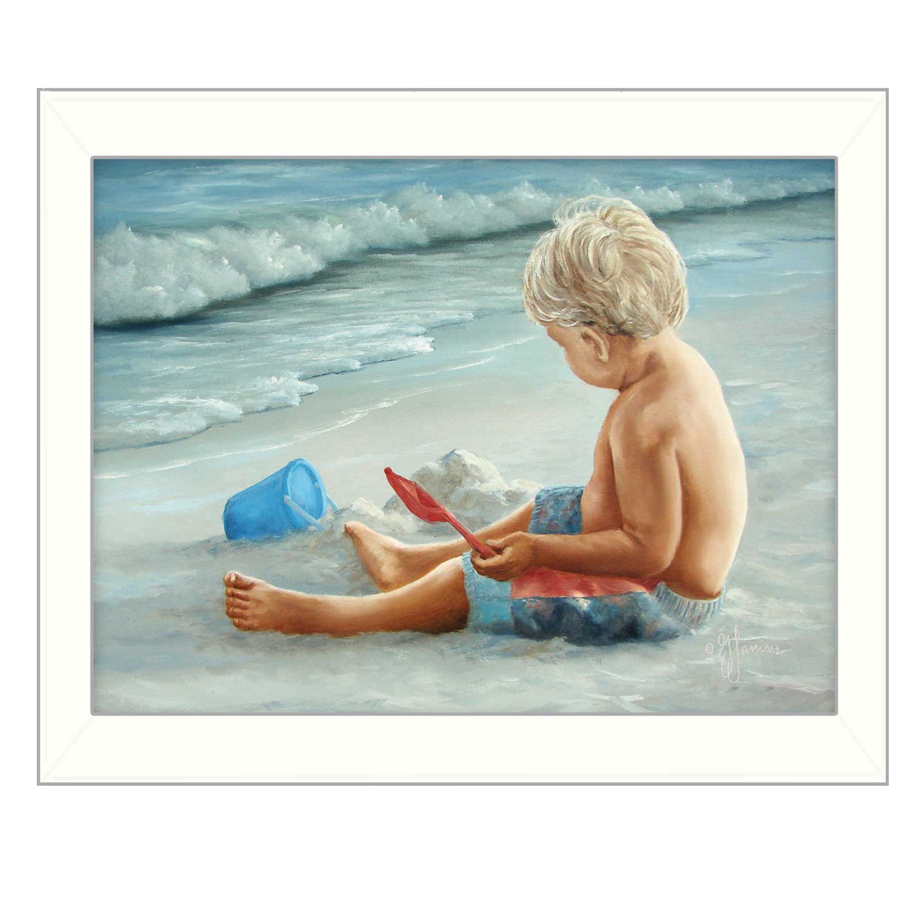 "In the Sand" By Georgia Janisse, Printed Wall Art, Ready To Hang Framed Poster, White Frame--1