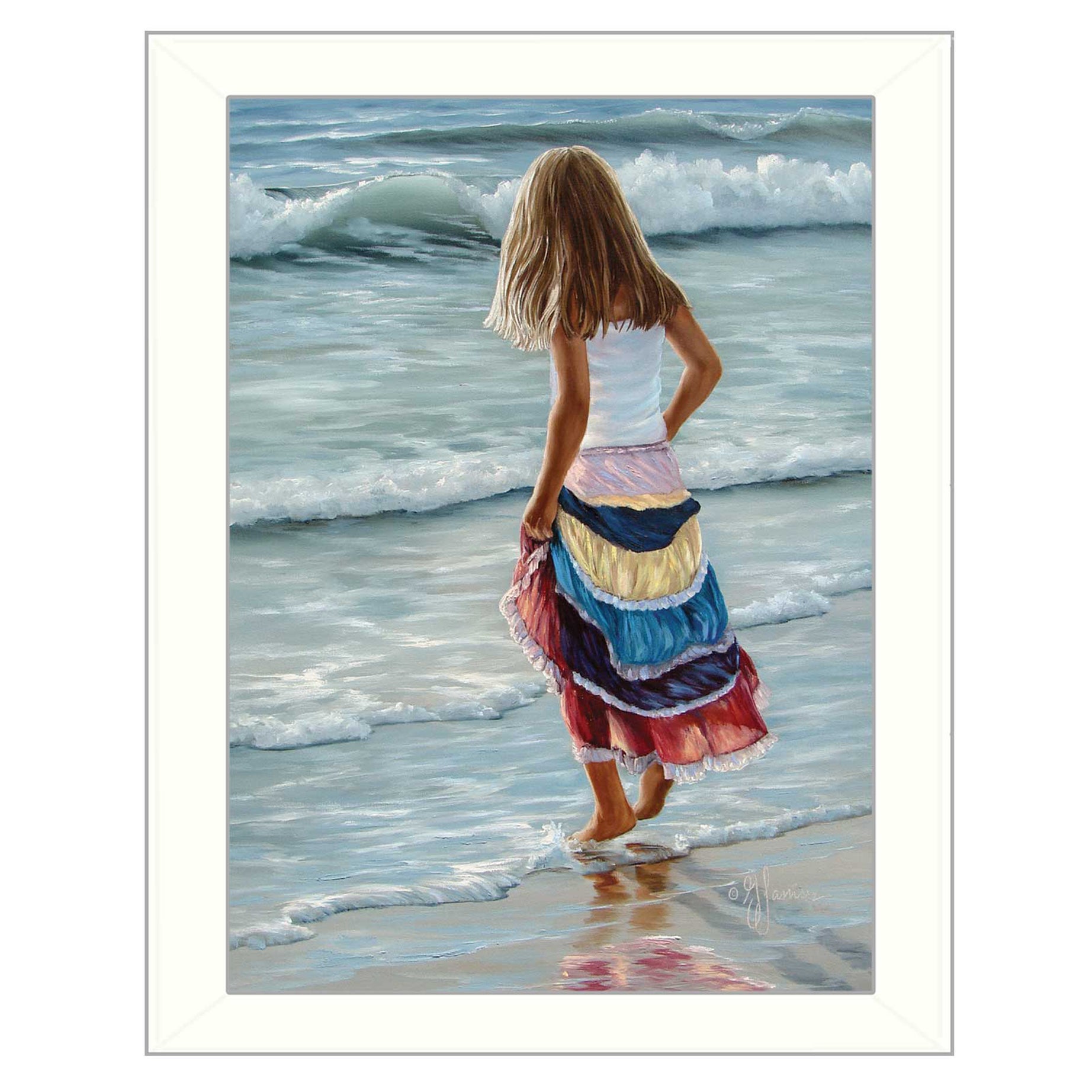 "The Striped Skirt" By Georgia Janisse, Printed Wall Art, Ready To Hang Framed Poster, White Frame--1