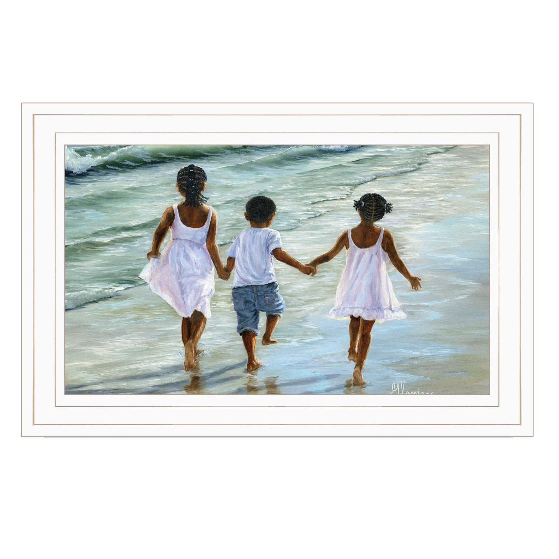 "Running on the Beach" By Georgia Janisse, Ready to Hang Framed Print, White Frame--1