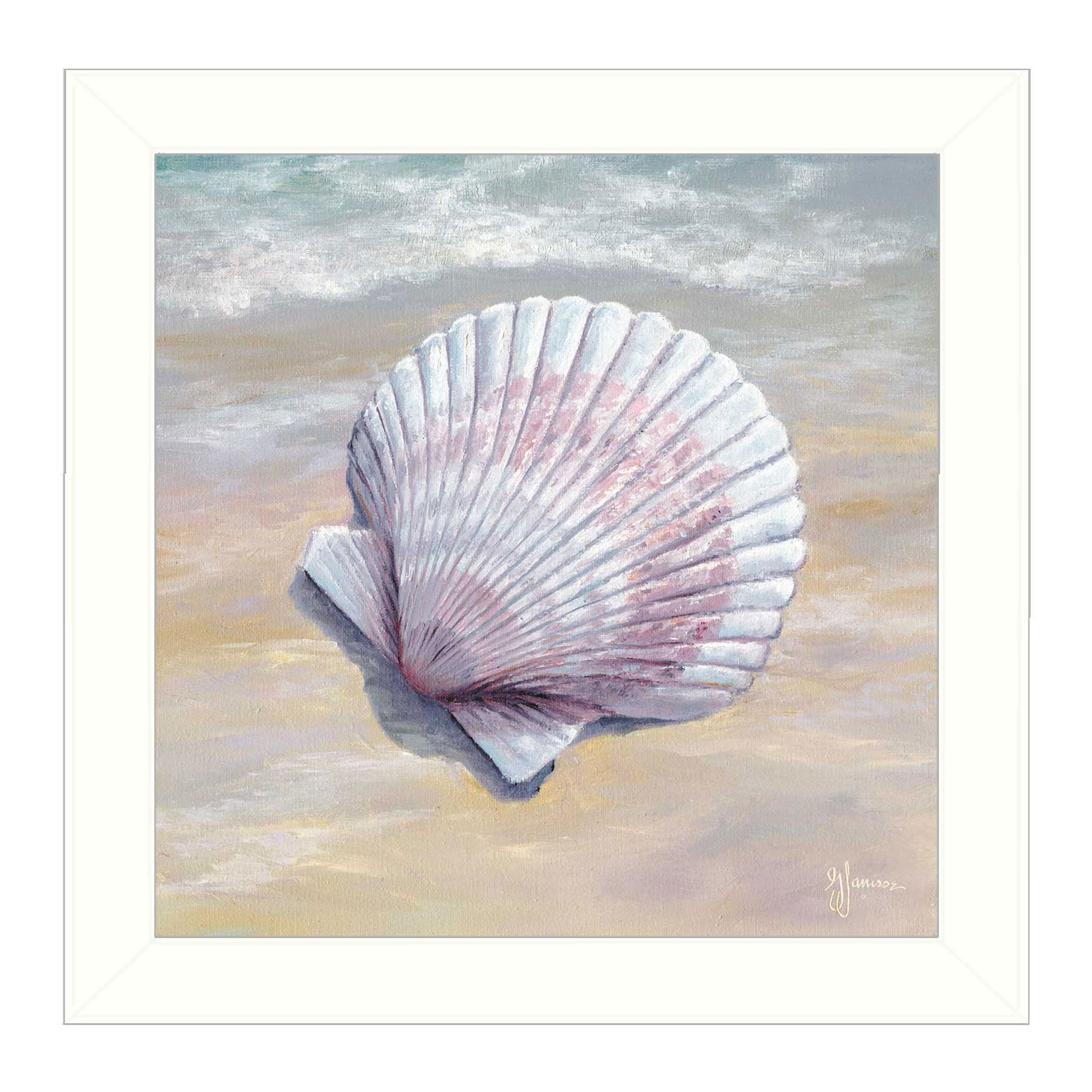 " Scallop" by Artisan Georgia Janisse, Ready to Hang Framed Print, White Frame--1