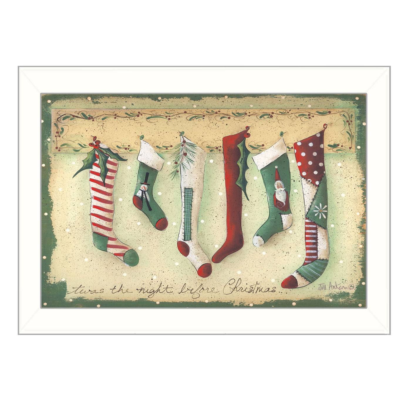 "Stockings were hung" by Artisan Jill Ankrom, Ready to Hang Framed Print, White Frame--1