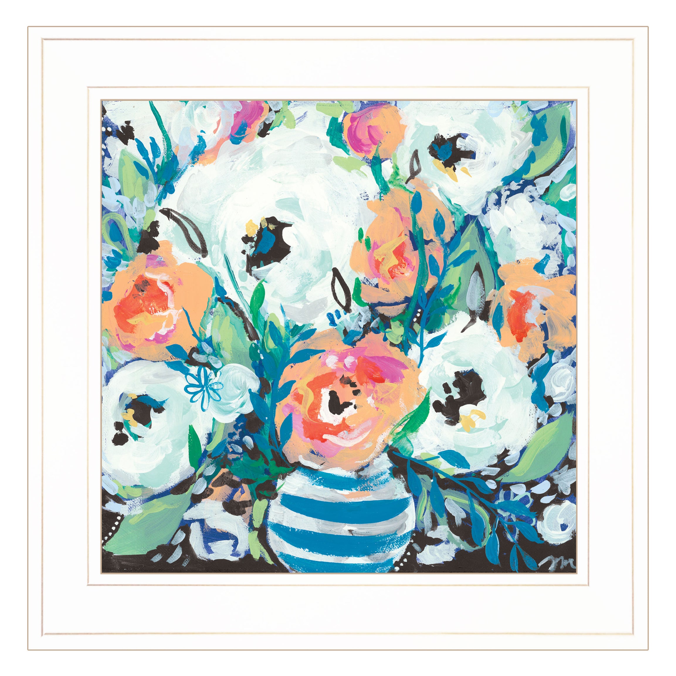 "Fancy Florals 1" by Jessica Mingo, Ready to Hang Framed Print, White Frame--1