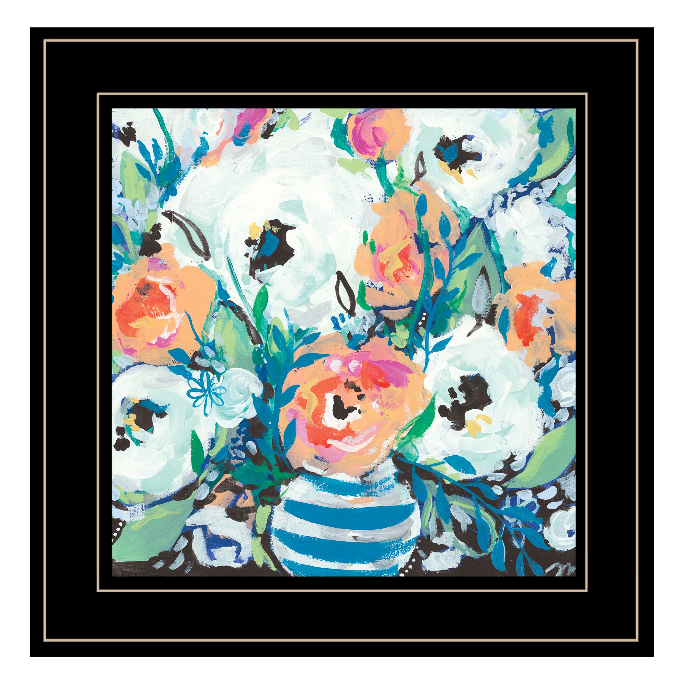 "Fancy Florals 1" by Jessica Mingo, Ready to Hang Framed Print, Black Frame--1