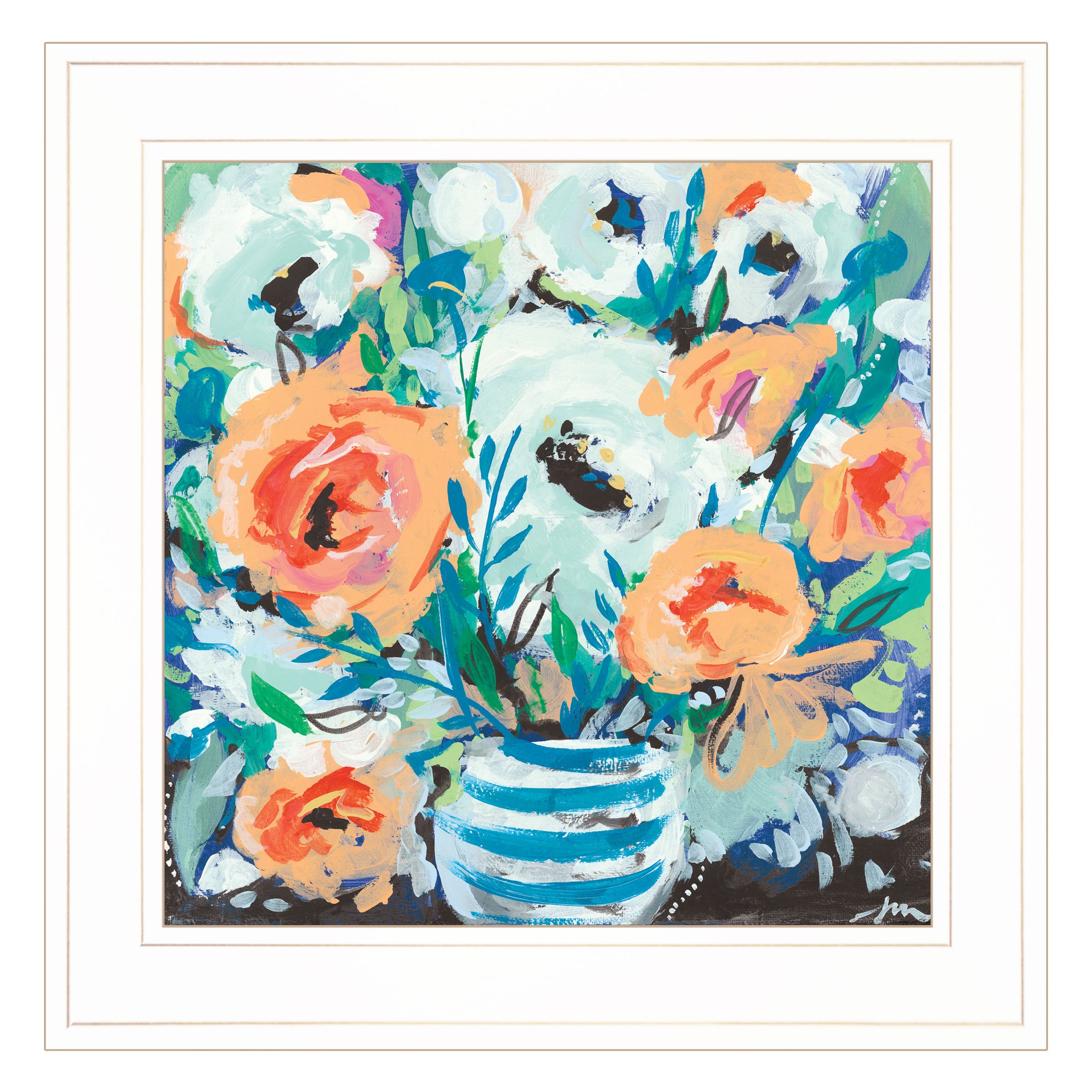 "Fancy Florals II" by Jessica Mingo, Ready to Hang Framed Print, White Frame--1