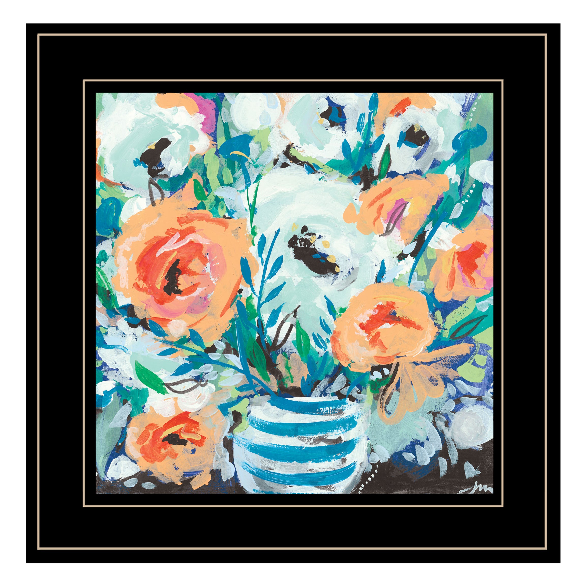 "Fancy Florals II" by Jessica Mingo, Ready to Hang Framed Print, Black Frame--1