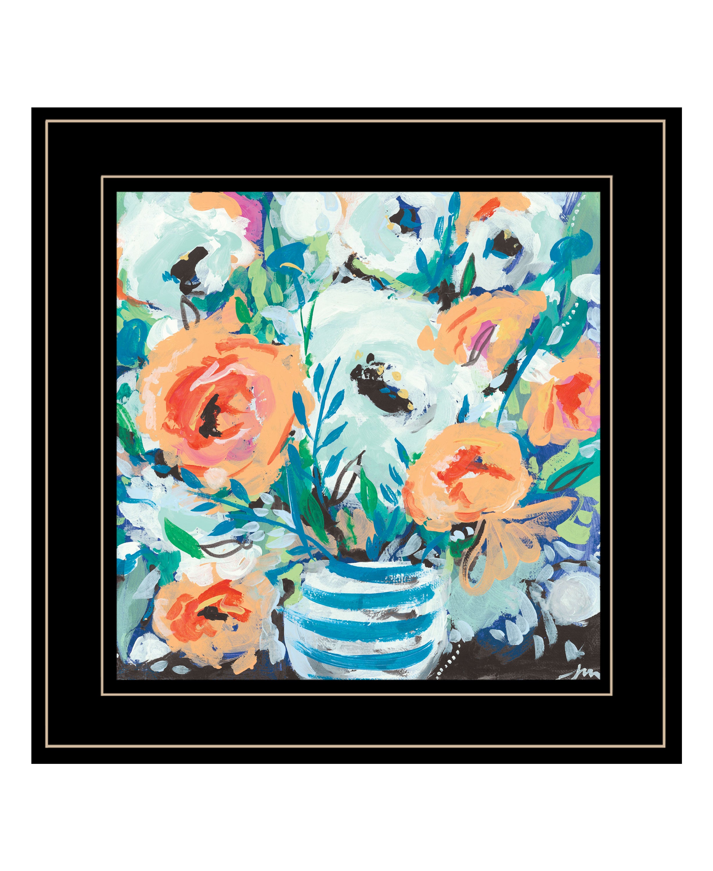 "Fancy Florals II" by Jessica Mingo, Ready to Hang Framed Print, Black Frame--1