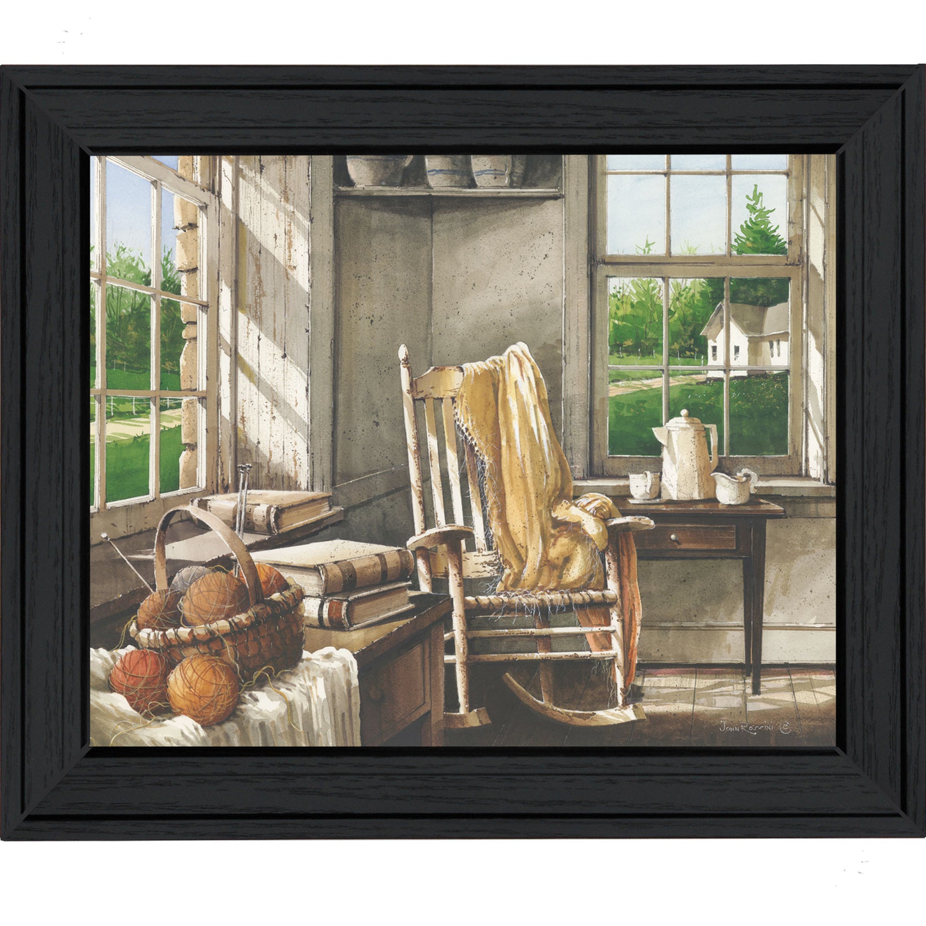 "Corner Comforts" by Artisan John Rossini, Ready to Hang Framed Print, Black Frame--1