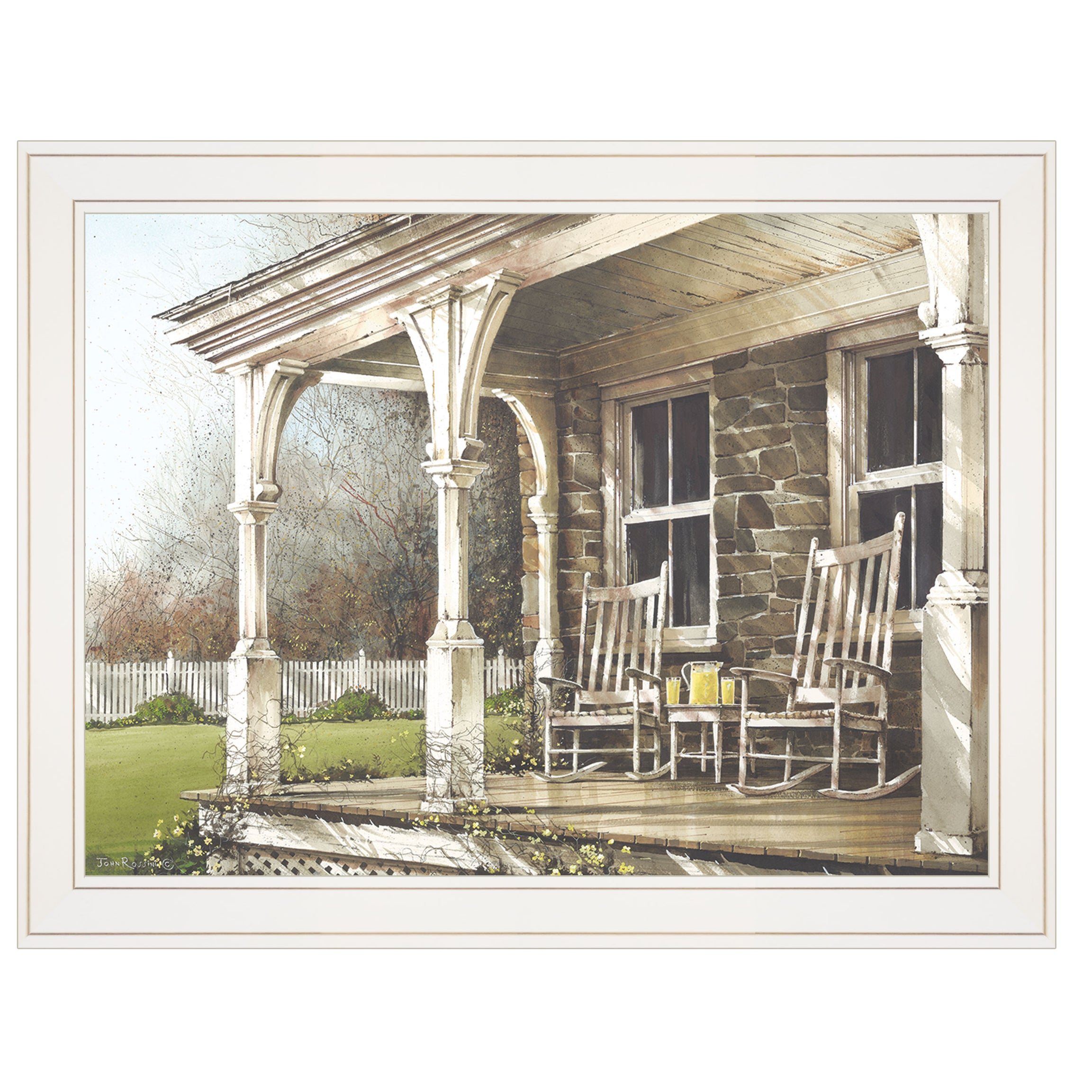 "Sunday Afternoon" by Artisan John Rossini, Ready to Hang Framed Print, White Frame--1