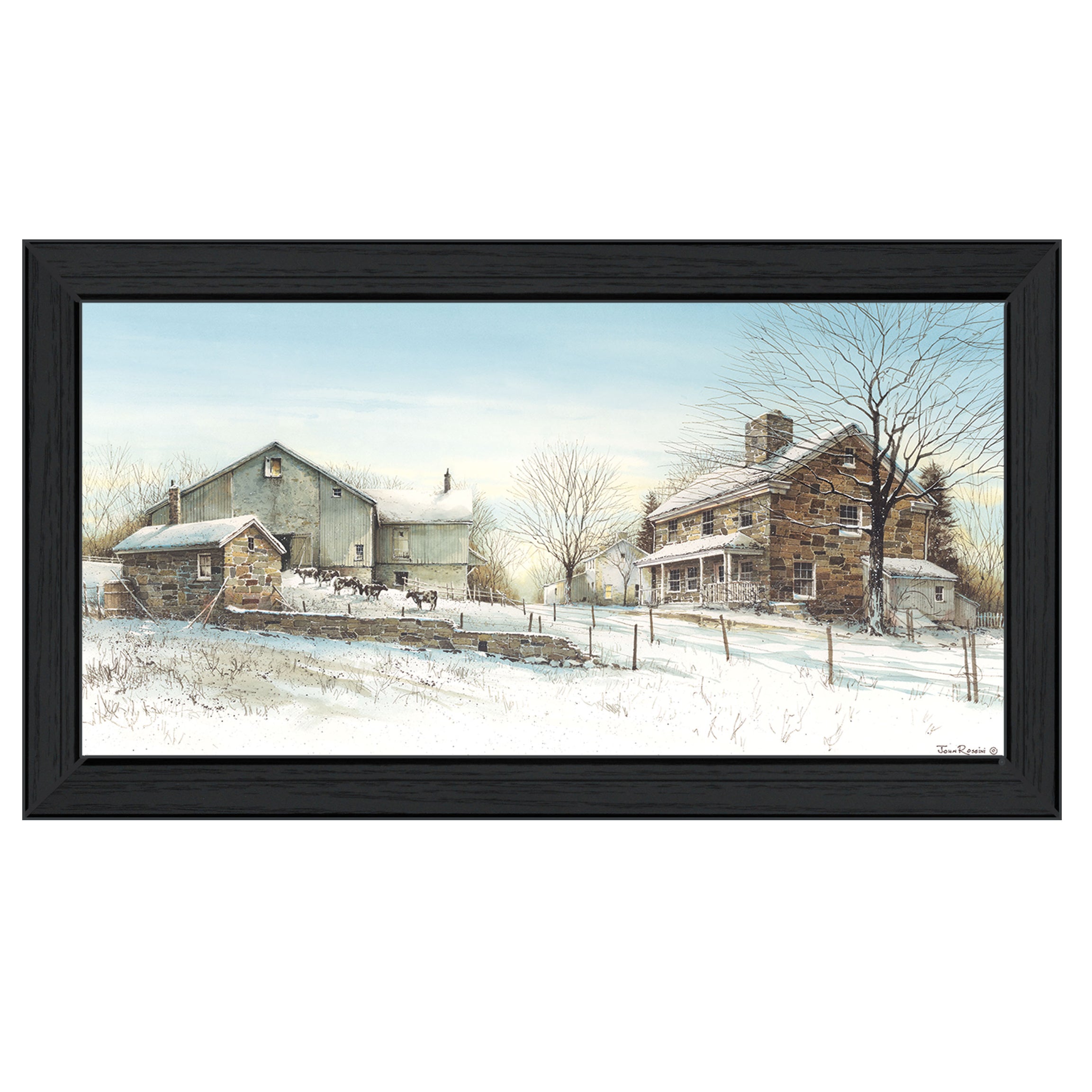 "February Morning" by Artisan John Rossini, Ready to Hang Framed Print, Black Frame--1