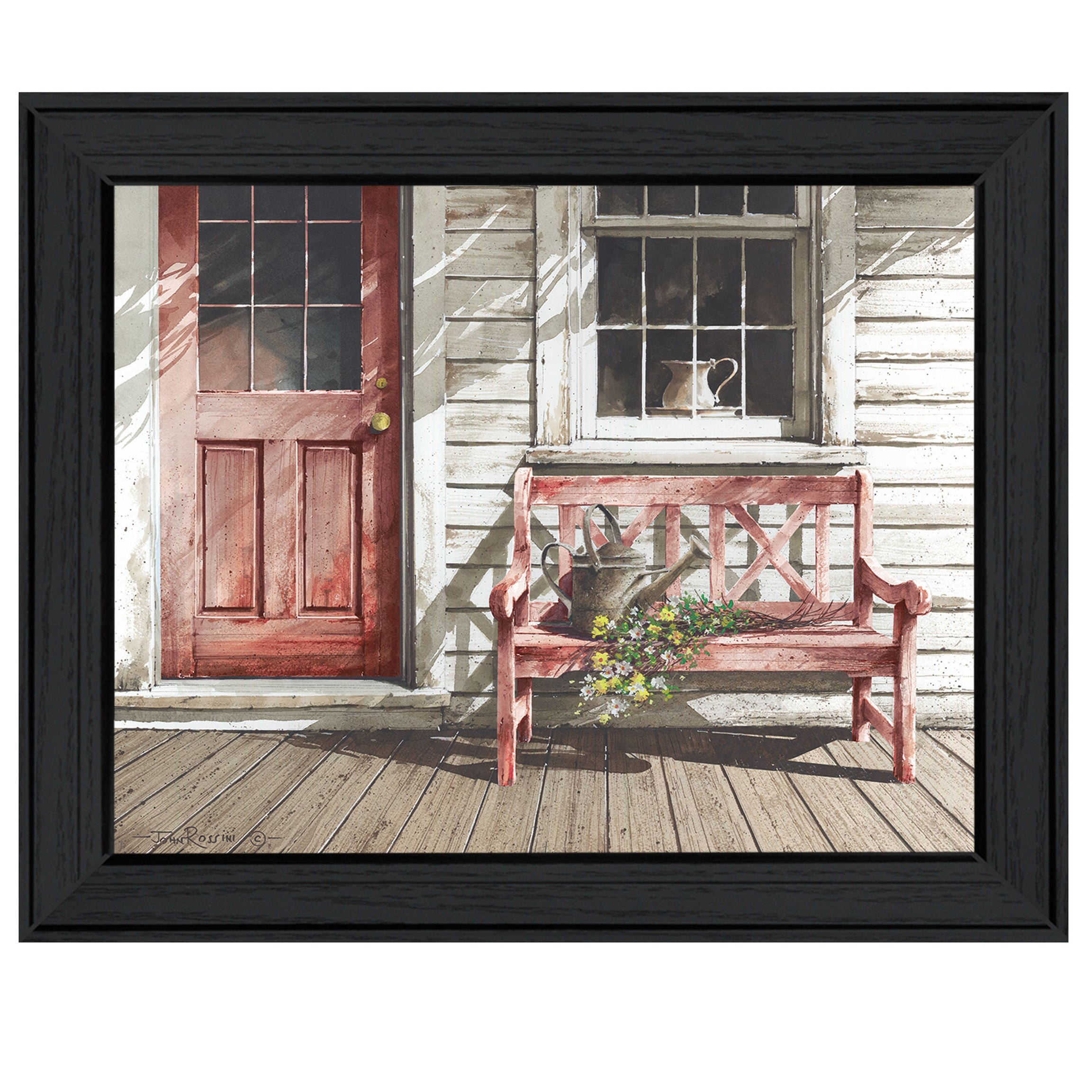 "Fresh Cut Flowers" by Artisan John Rossini, Ready to Hang Framed Print, Black Frame--1